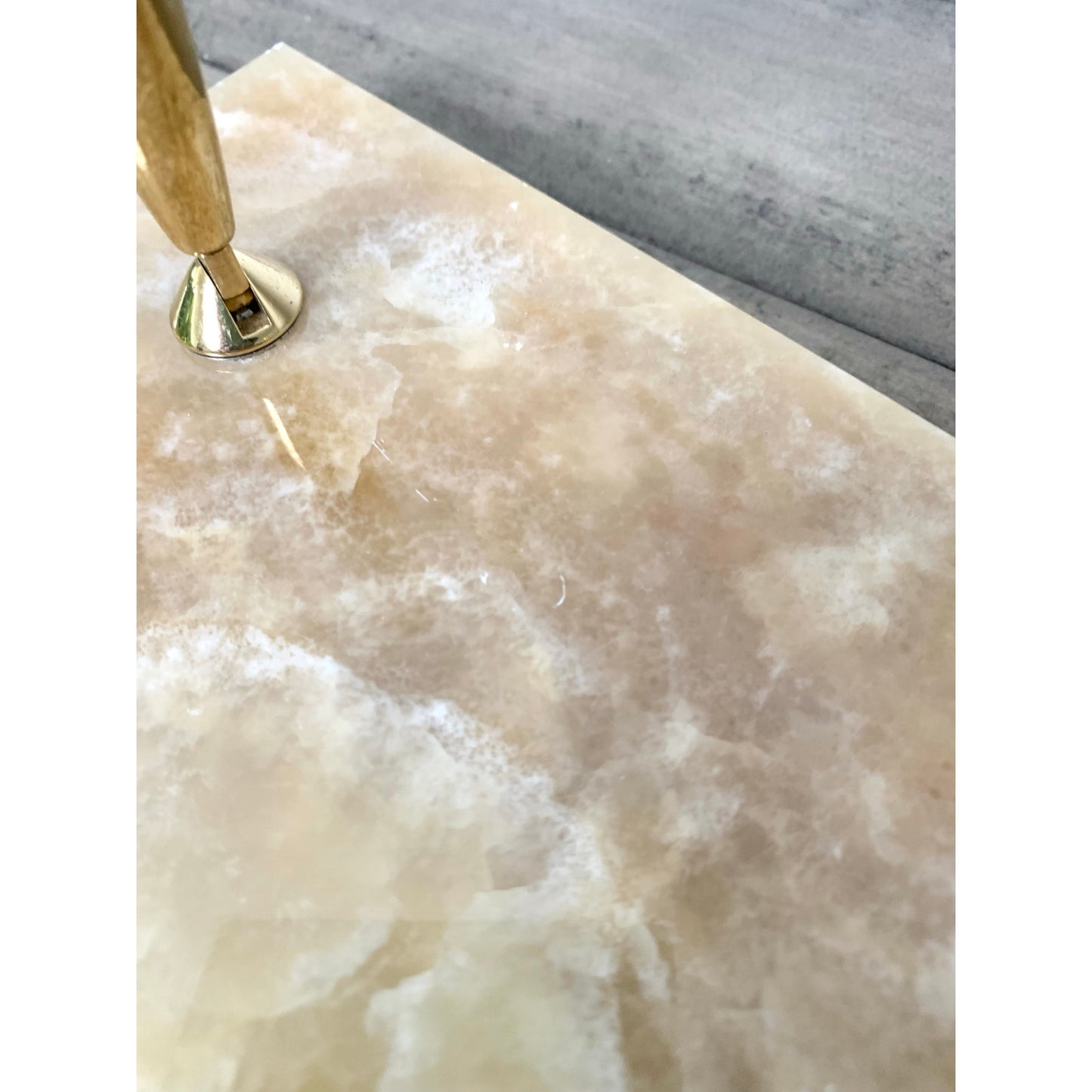 Vintage Onyx Stone Double Brass Pen Holder Desk Stand Office Old Money Academia