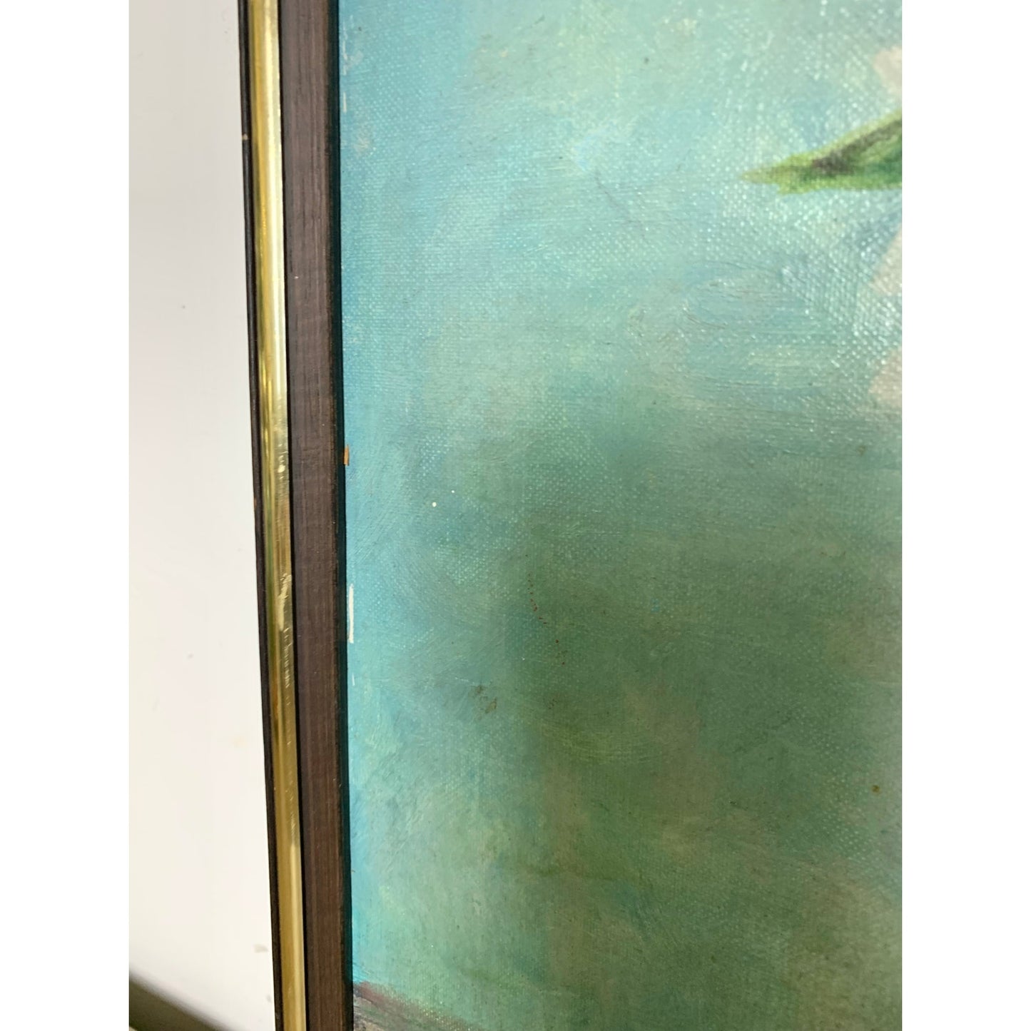 1963 Oil Painting Lilacs in Red Vase by M. Wilson Vintage Floral Still Life