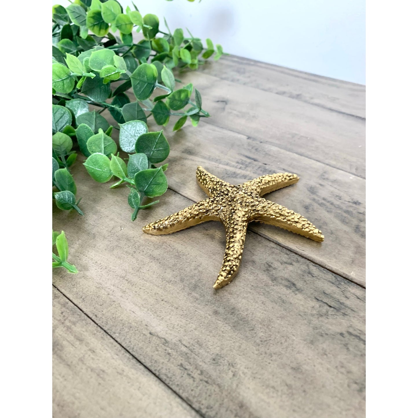 Vintage Small Brass Starfish Figurine Paperweight Nautical Coastal Beach Gold