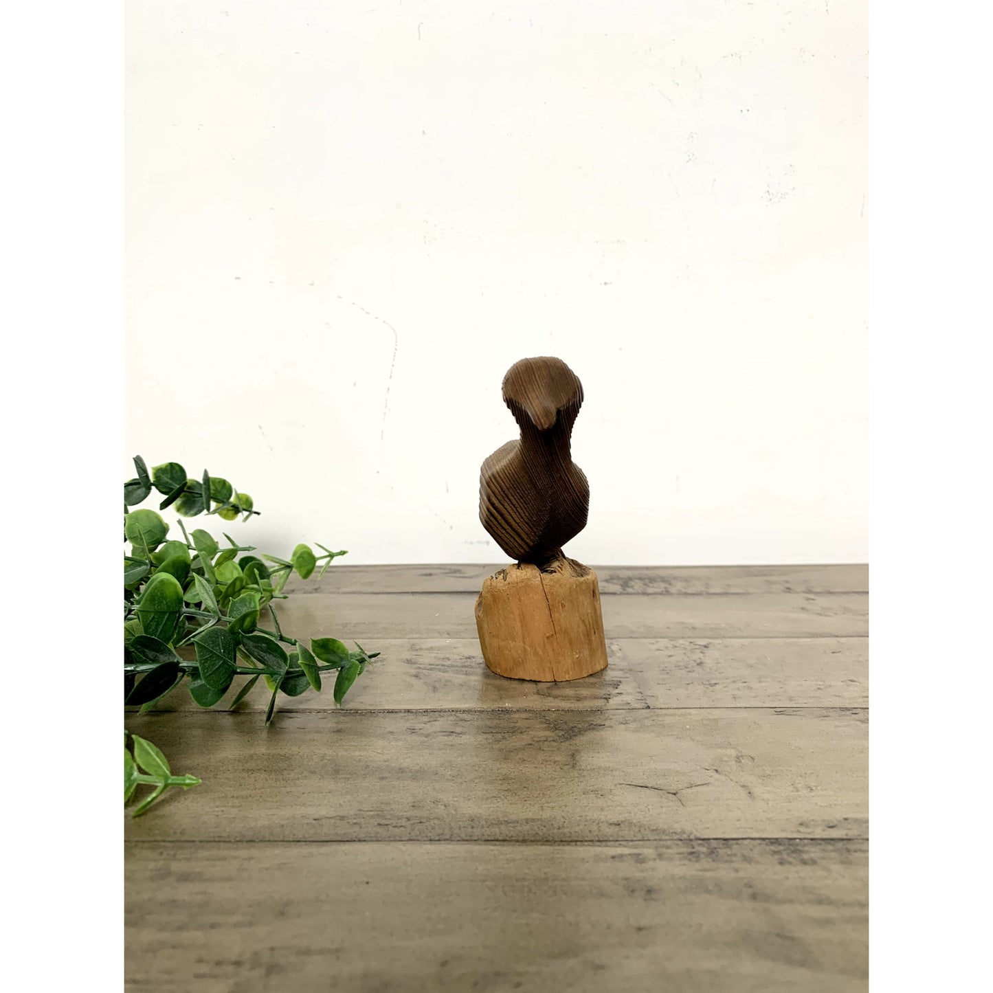 Vintage Hand-Carved Wooden Shorebird Figurine Rustic Coastal Bird Cottage Cabin