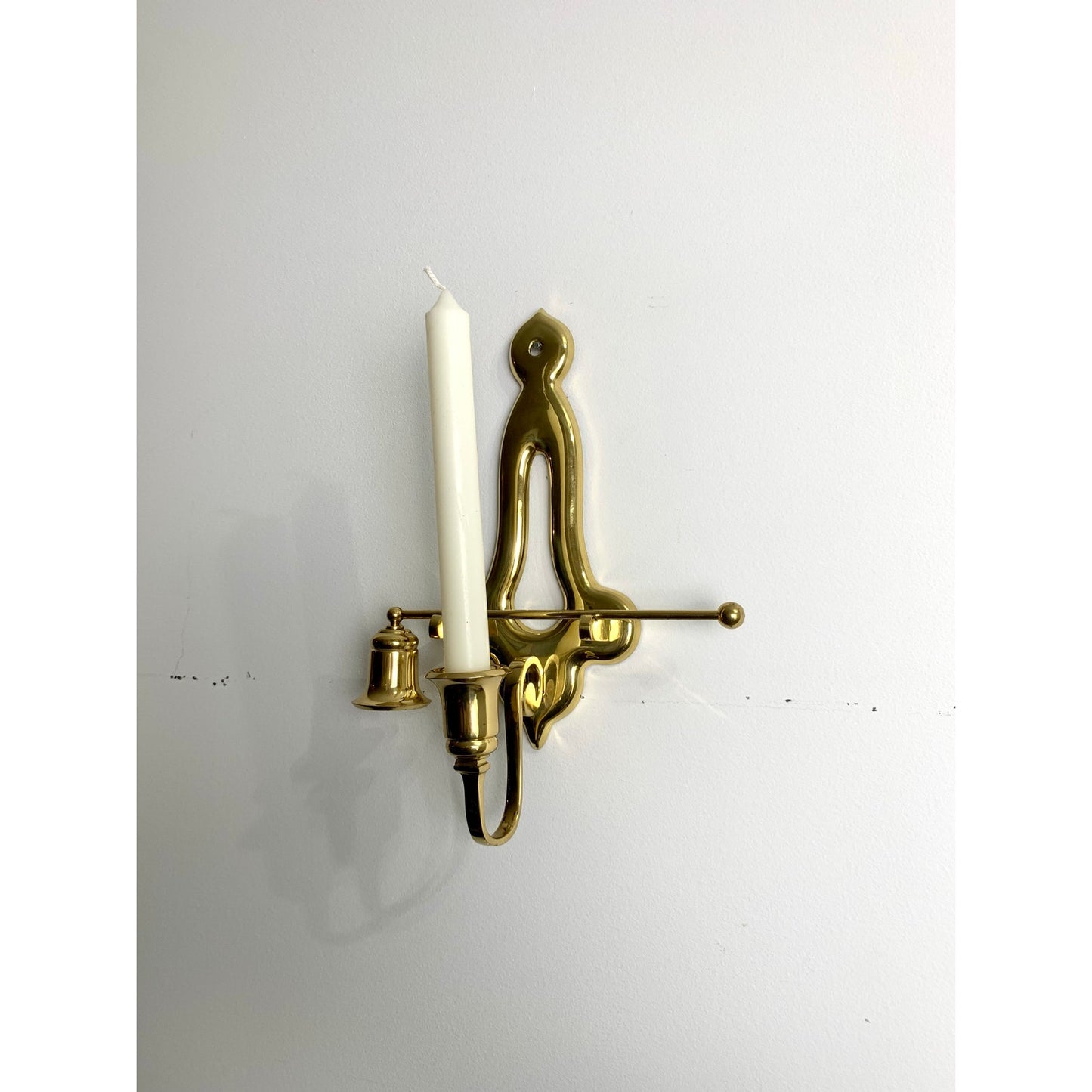 Vintage Brass Wall Sconce Candle Holder with Removable Snuffer Cottage Old Money