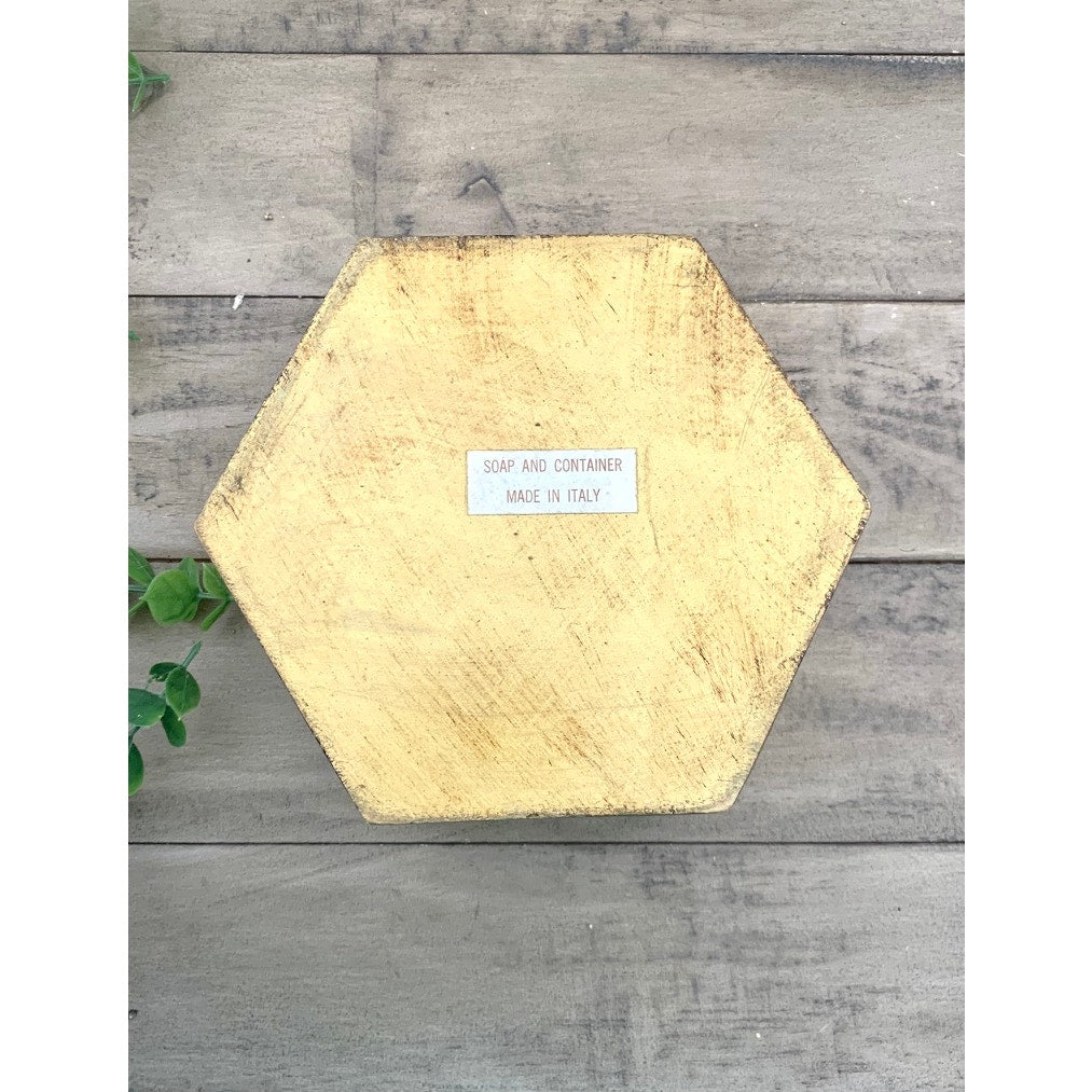 Vintage Florentine Gold Giltwood Box Made in Italy Hexagon Trinket Box Old World Regency