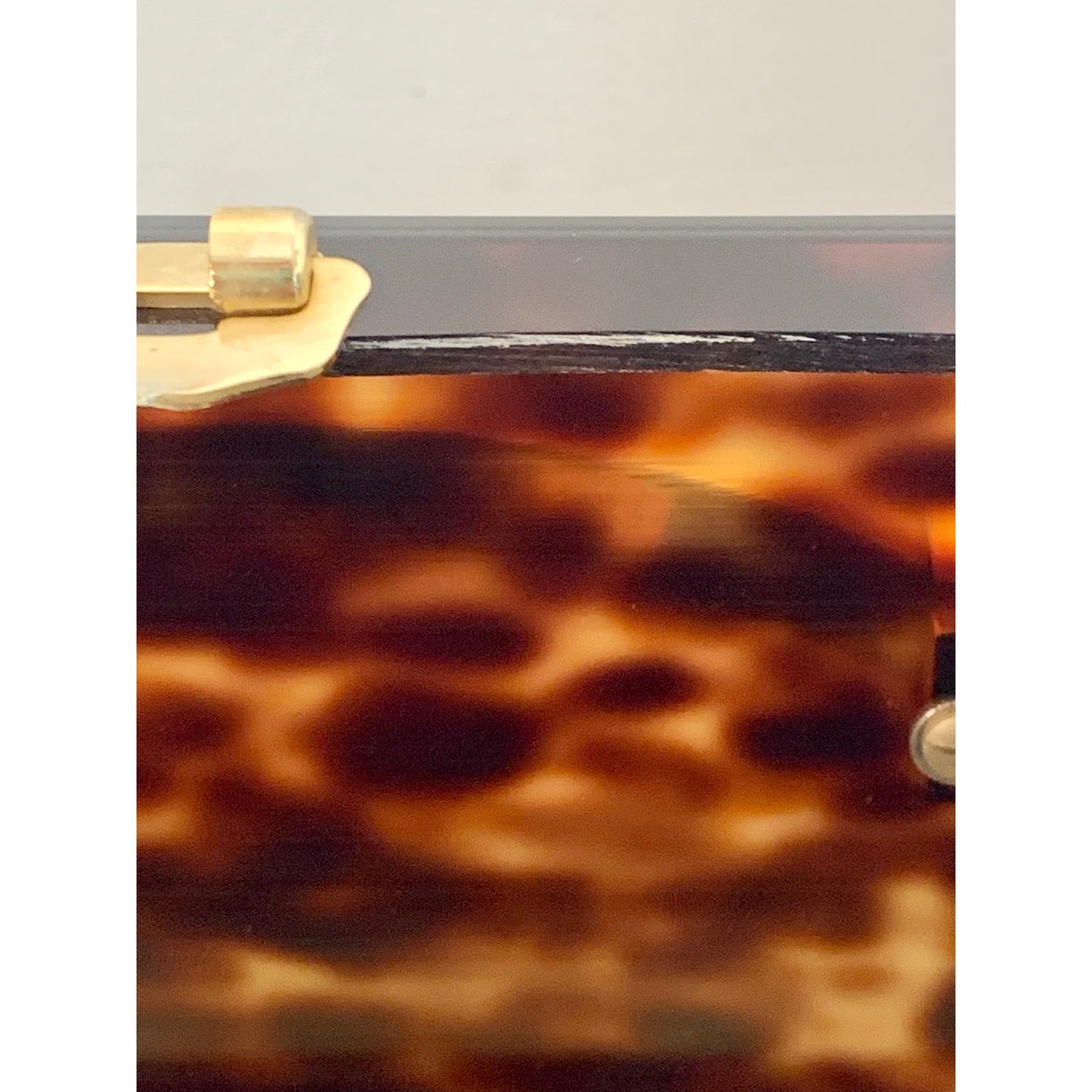 Vintage Saks Fifth Avenue Faux Tortoiseshell Lucite Box Brass Jewelry Storage