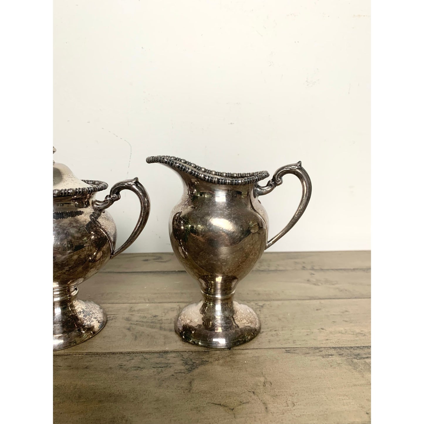 Vintage Silver-Plated Sugar & Creamer Set – Silver on Copper Old Money Moody
