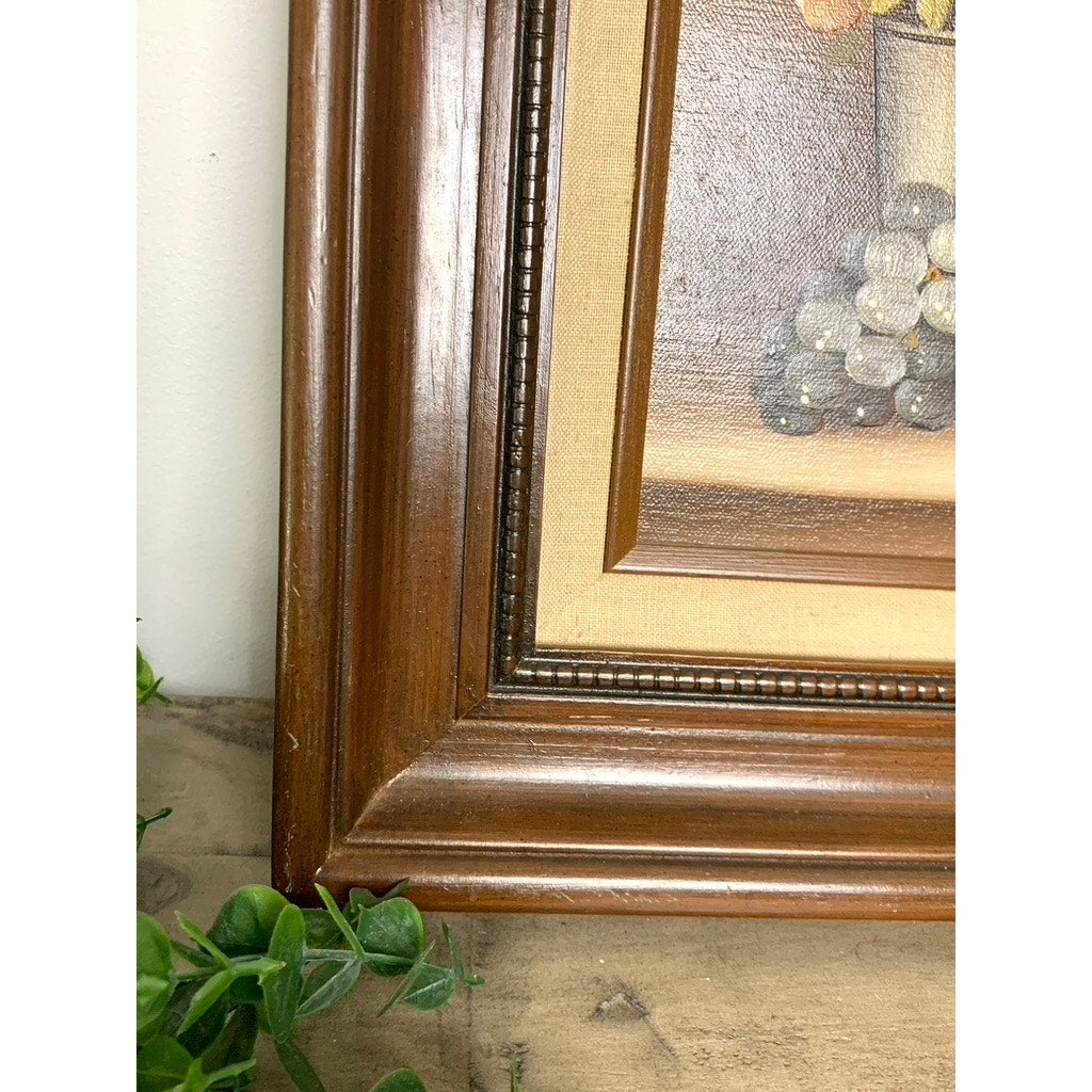 Vintage Still Life Oil Painting Signed C. Desmond, Framed Fruit & Floral Art