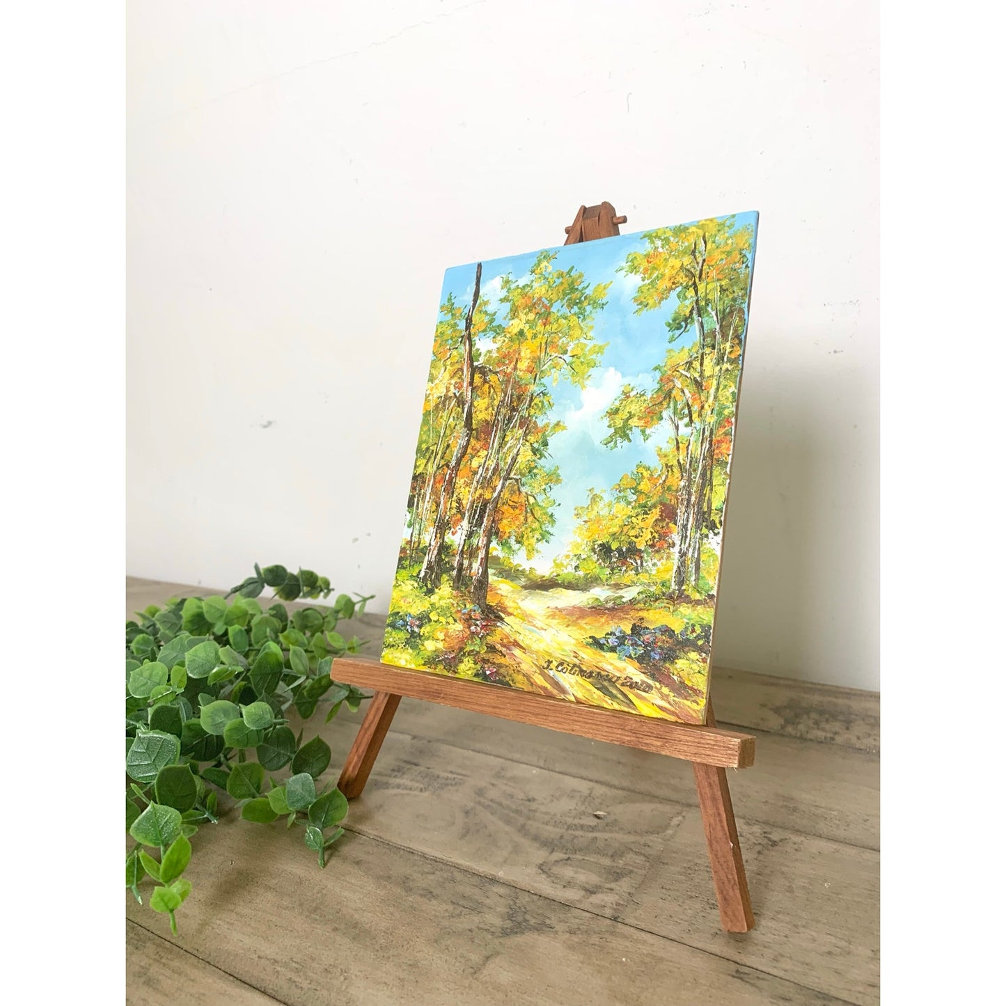 Original Landscape Oil Painting on Board Signed Artwork Trees Cottage Farmhouse