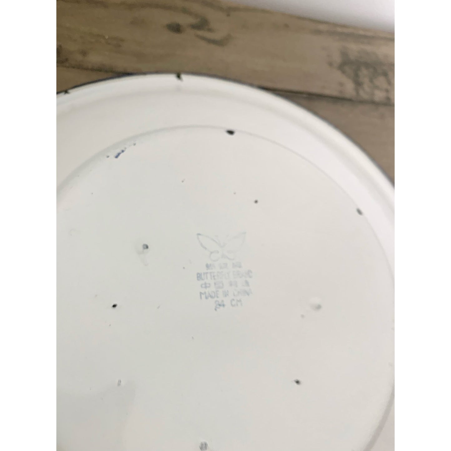 Vintage Butterfly Brand Enamelware Plate Blue Koi Fish Farmhouse Chinoiserie