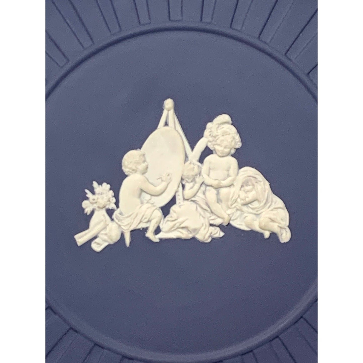 Vintage Wedgwood Dark Blue Jasperware Plate Dish Made in England Cherubs Classic