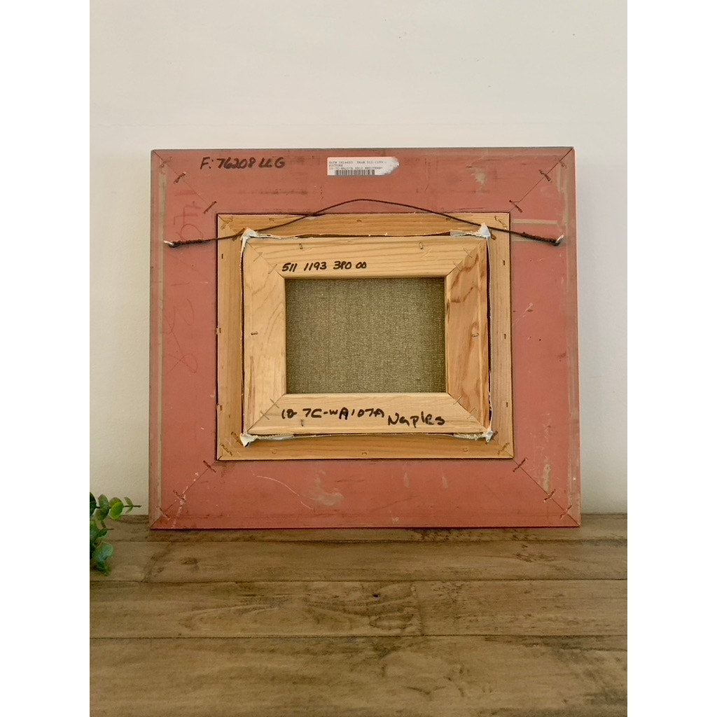 Mediterranean Oil Painting with Boats Signed & Framed