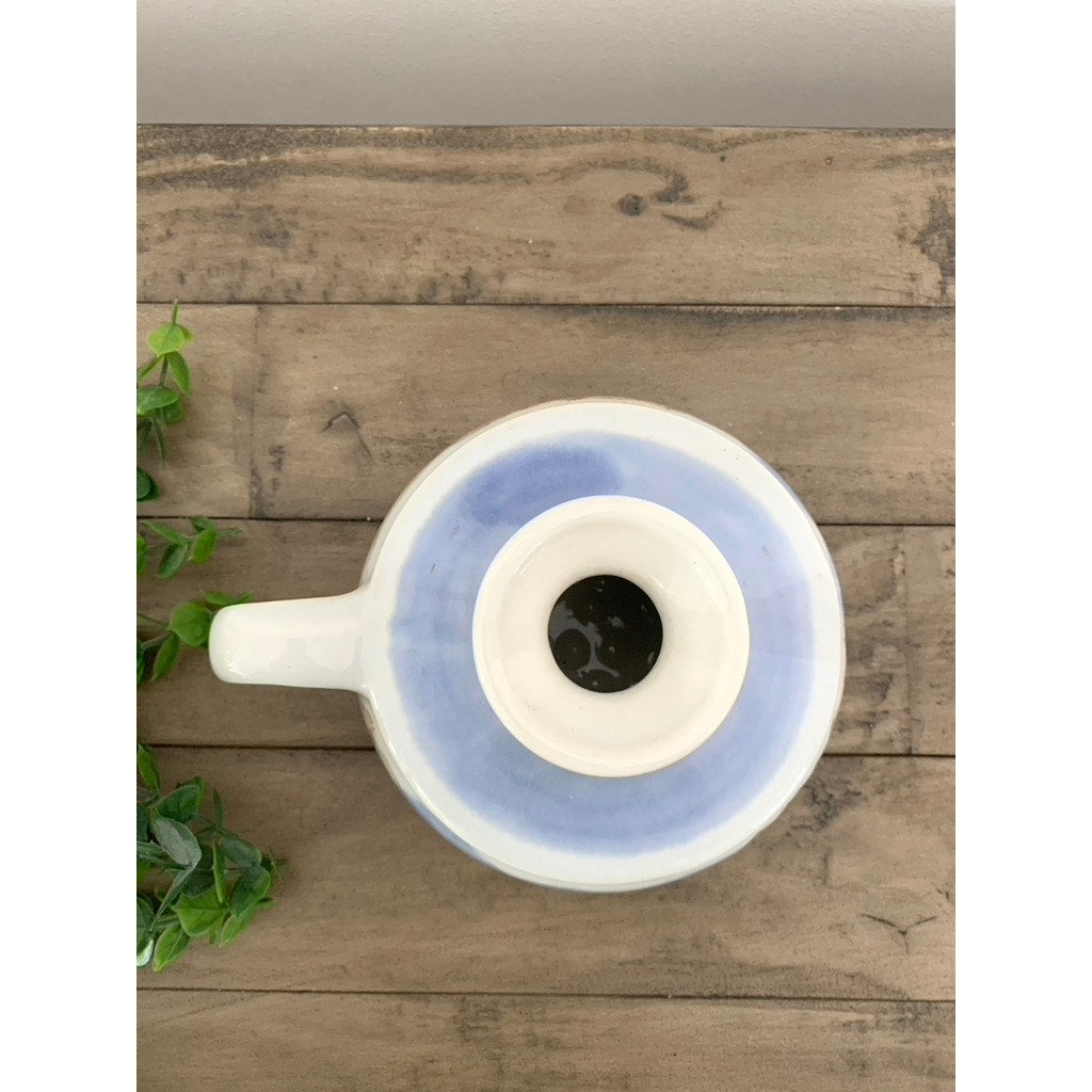 Kravec Studios Art Pottery Vase Oil Lamp Candleholder Signed Ceramic Jug Cottage