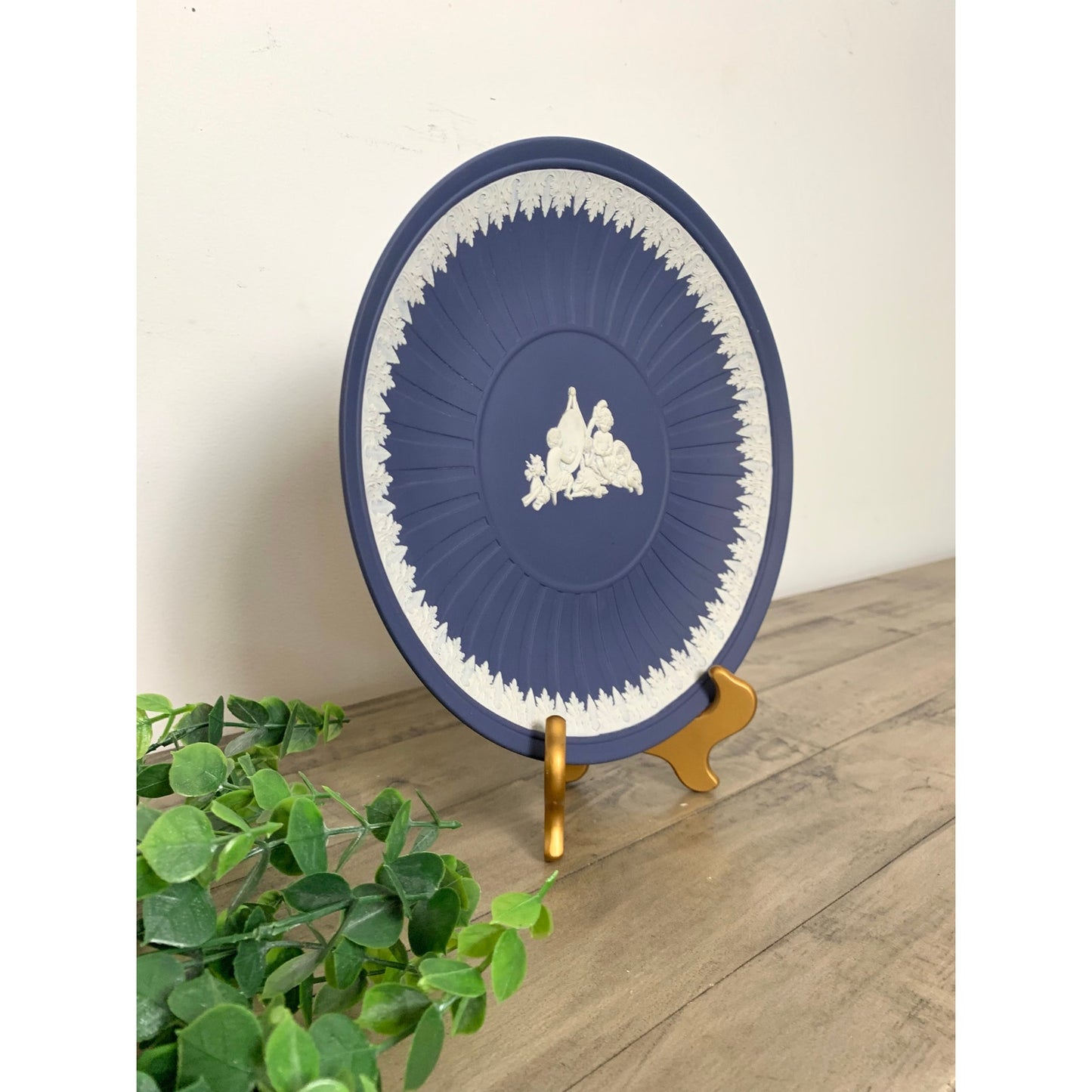 Vintage Wedgwood Dark Blue Jasperware Plate Dish Made in England Cherubs Classic