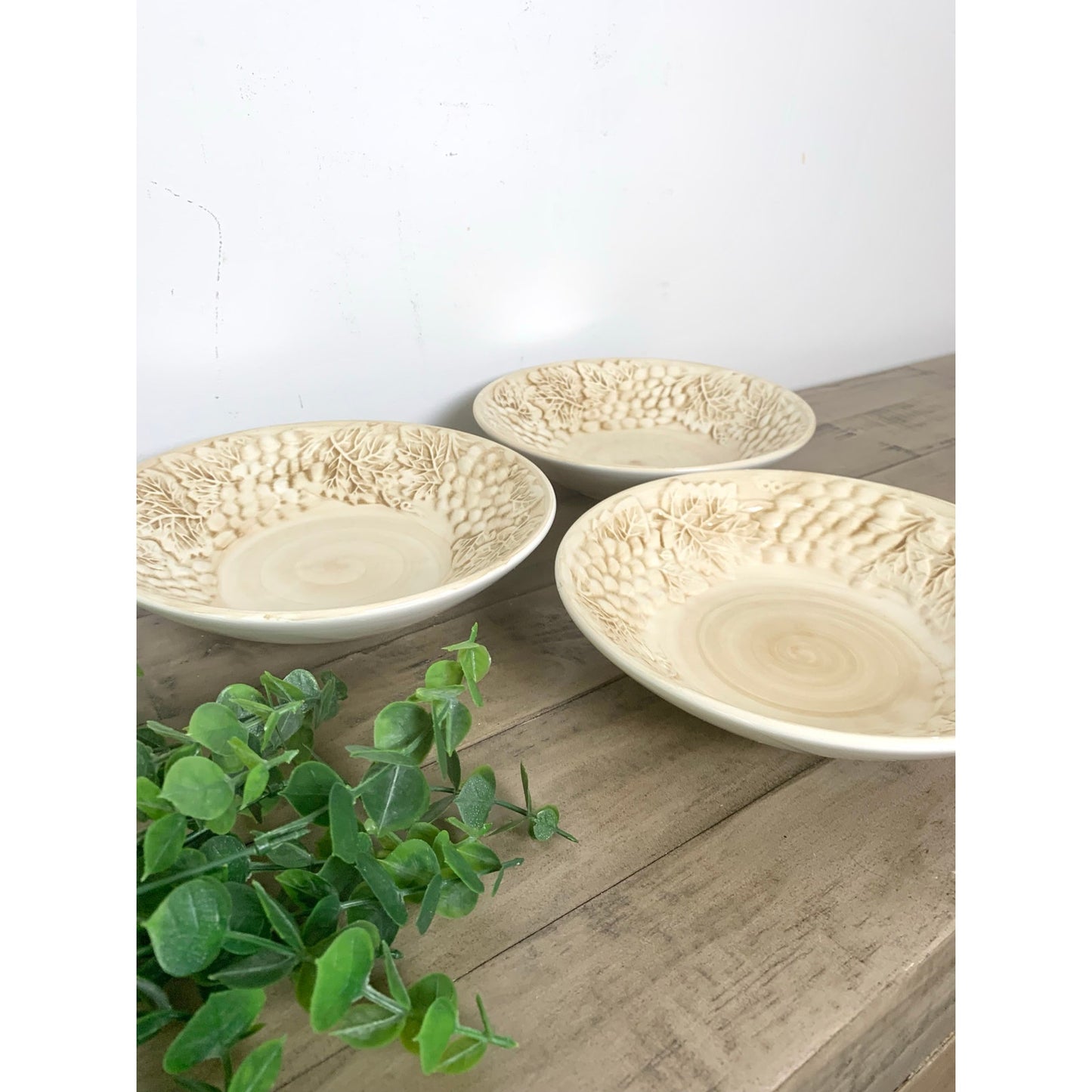 Vintage A. Santos Portugal Ceramic Bowl Set Grapevine Serving Pottery Cottage