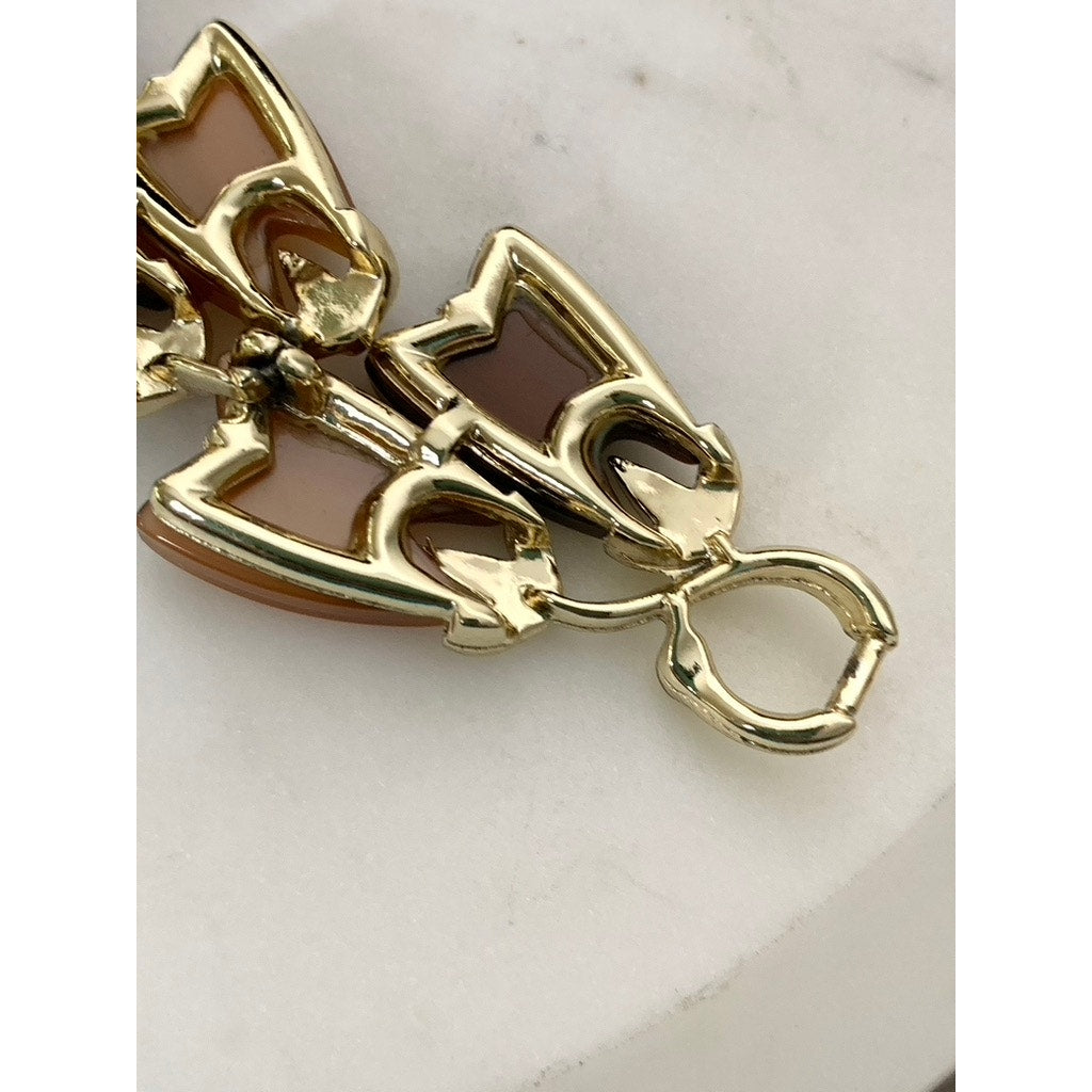 Vintage 1960s Lisner Thermoset Bracelet Oak Leaf & Berry Signed 7.25” Retro MCM