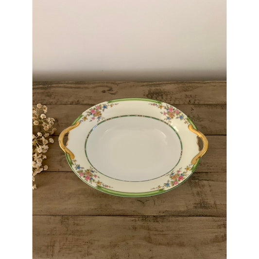 Vintage Noritake Pendarvis Serving Dish with Gold Gilt Handles Fruit Bowl Floral