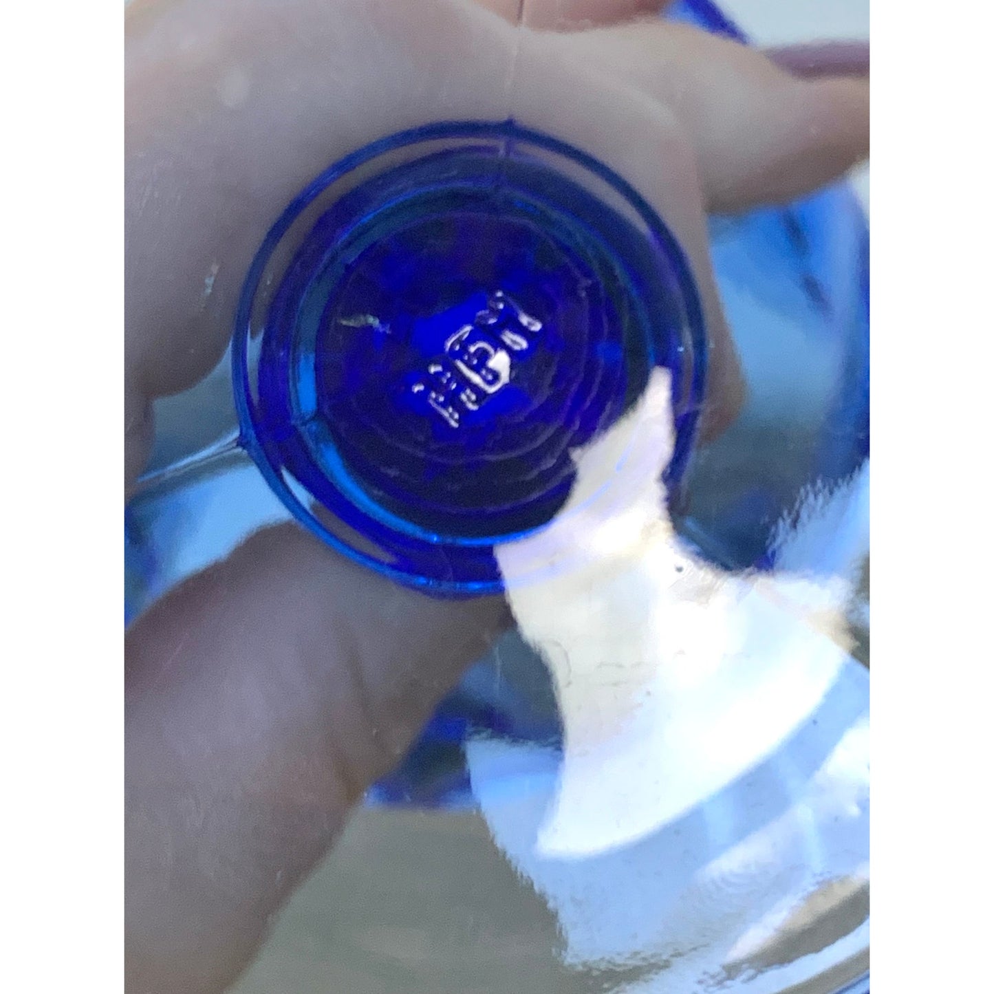 Vintage Fostoria Argus Blue Water Goblets Stem Mid Century Glassware Retro Set 4