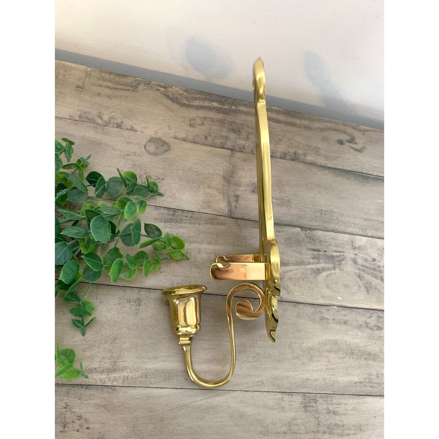Vintage Brass Wall Sconce Candle Holder with Removable Snuffer Cottage Old Money