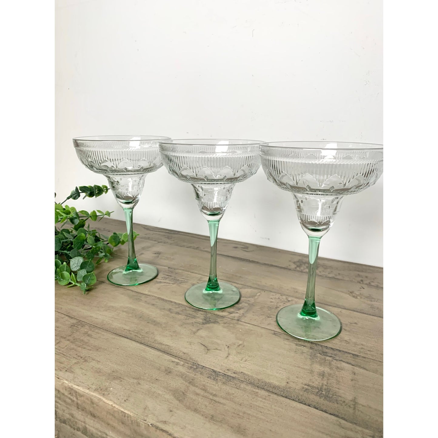 Set of 3 Vintage Glass Margarita Glasses Sombrero by Cristal D’Arques-Durand