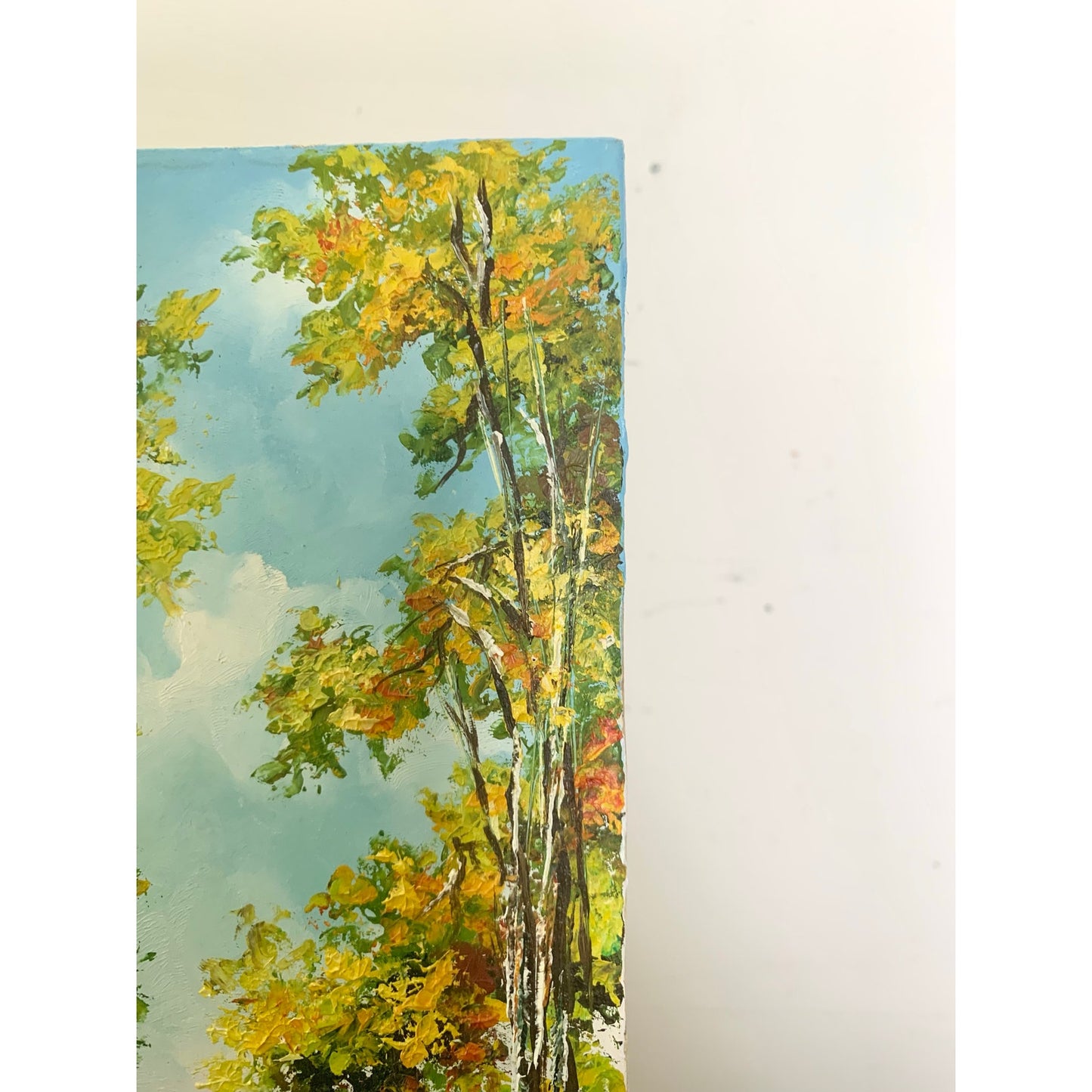 Original Landscape Oil Painting on Board Signed Artwork Trees Cottage Farmhouse