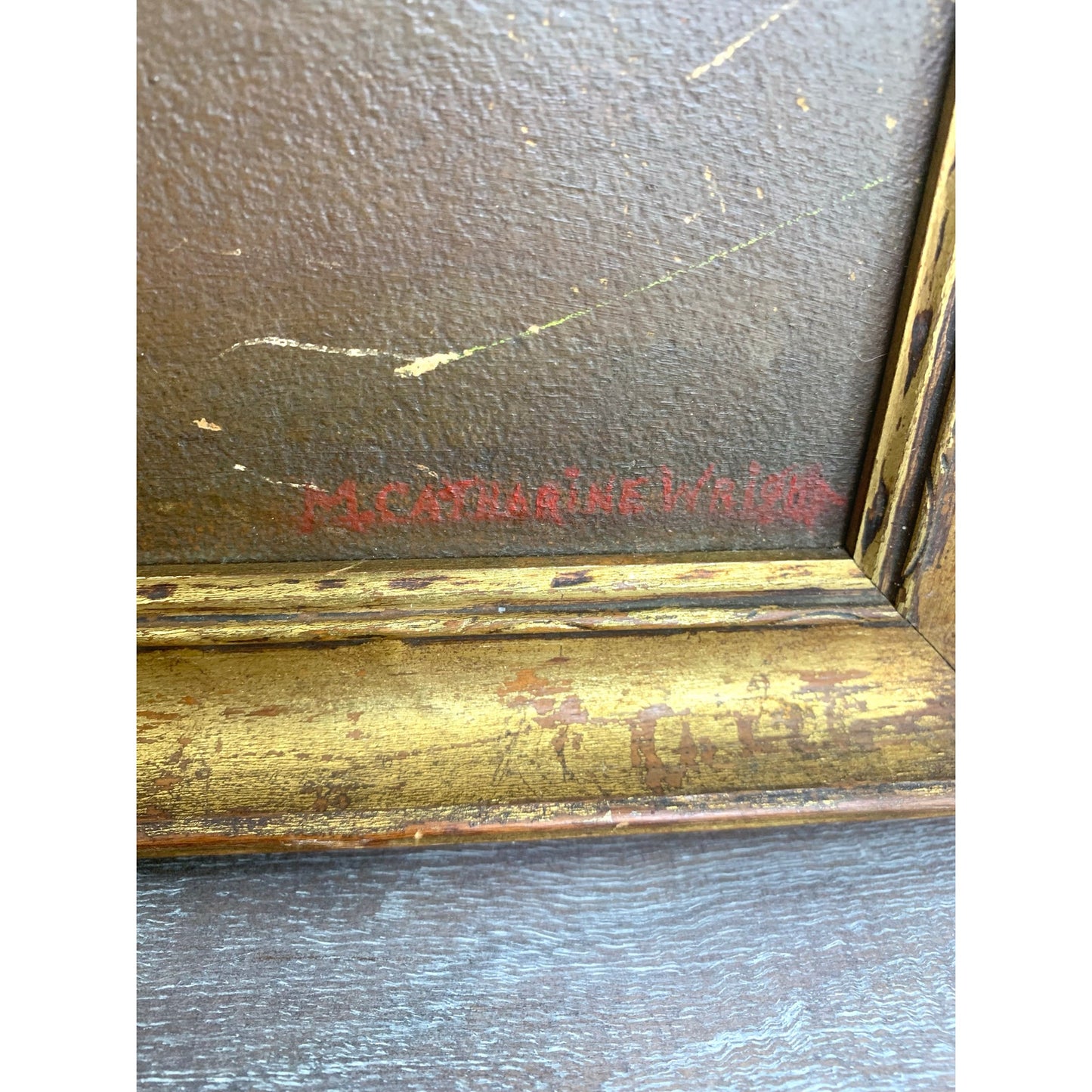 Vintage Floral Still Life Oil Painting on Board Signed Wright Framed Moody Art