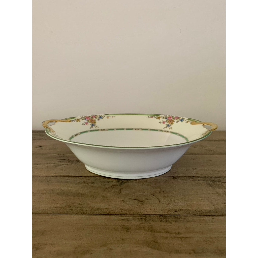 Vintage Noritake Pendarvis Serving Dish with Gold Gilt Handles Fruit Bowl Floral