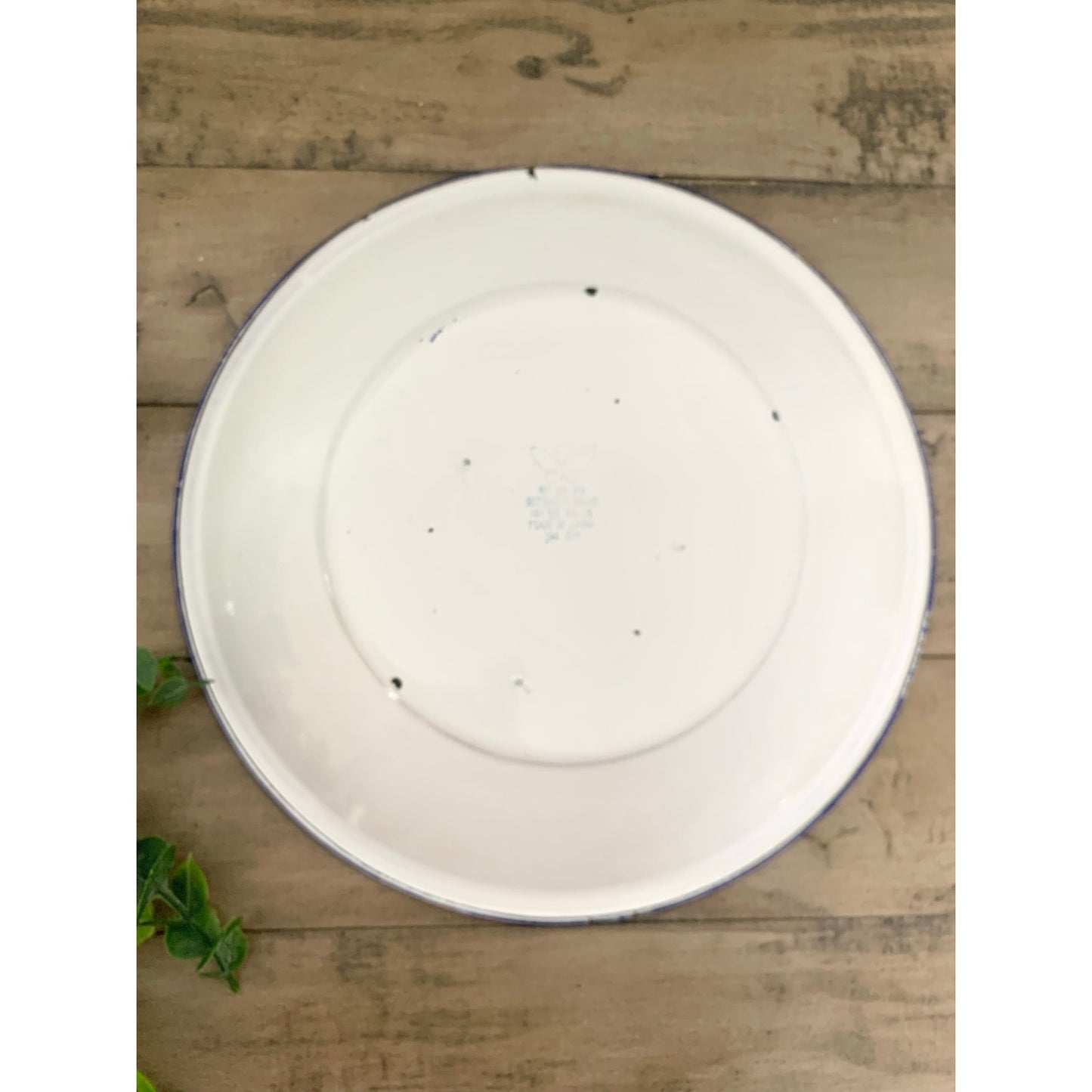 Vintage Butterfly Brand Enamelware Plate Blue Koi Fish Farmhouse Chinoiserie