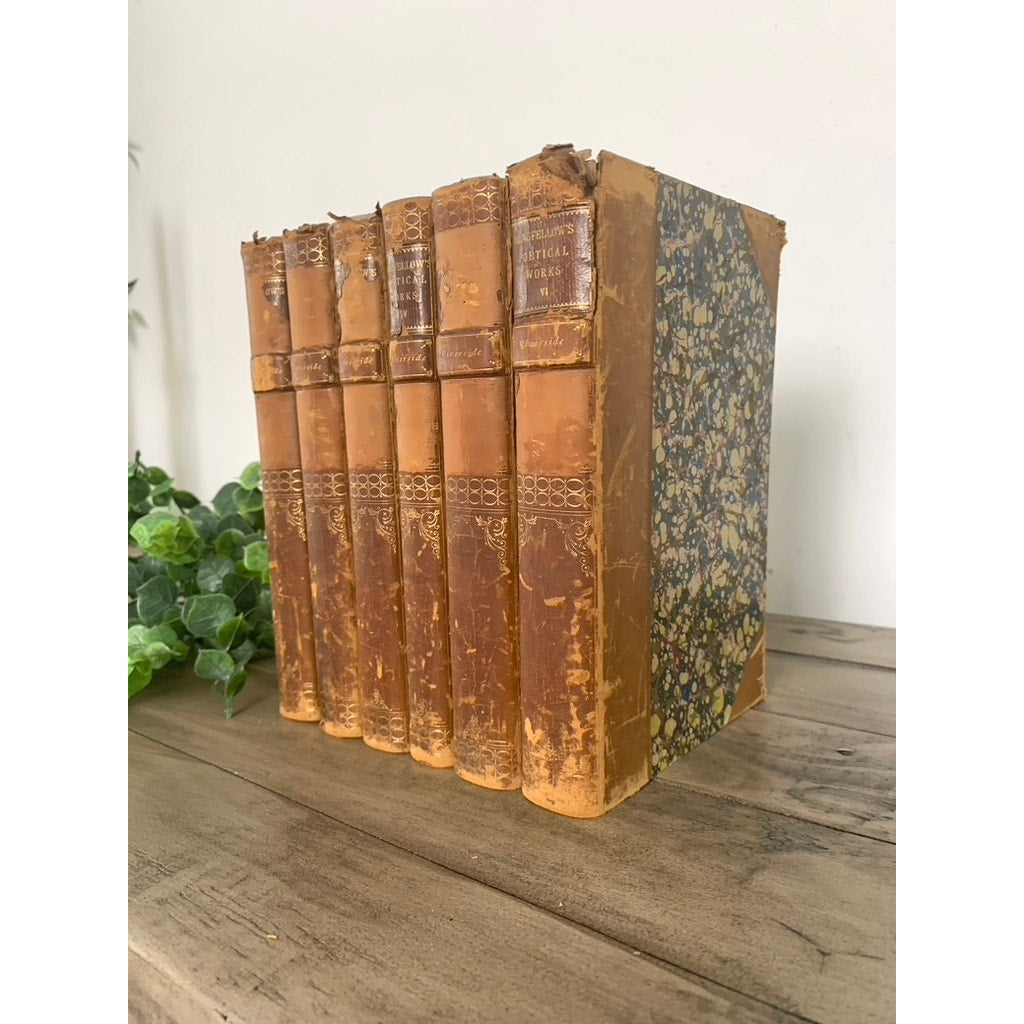 Antique 1886 The Poetical Works of Henry Wadsworth Longfellow – Complete 6 Volume Set