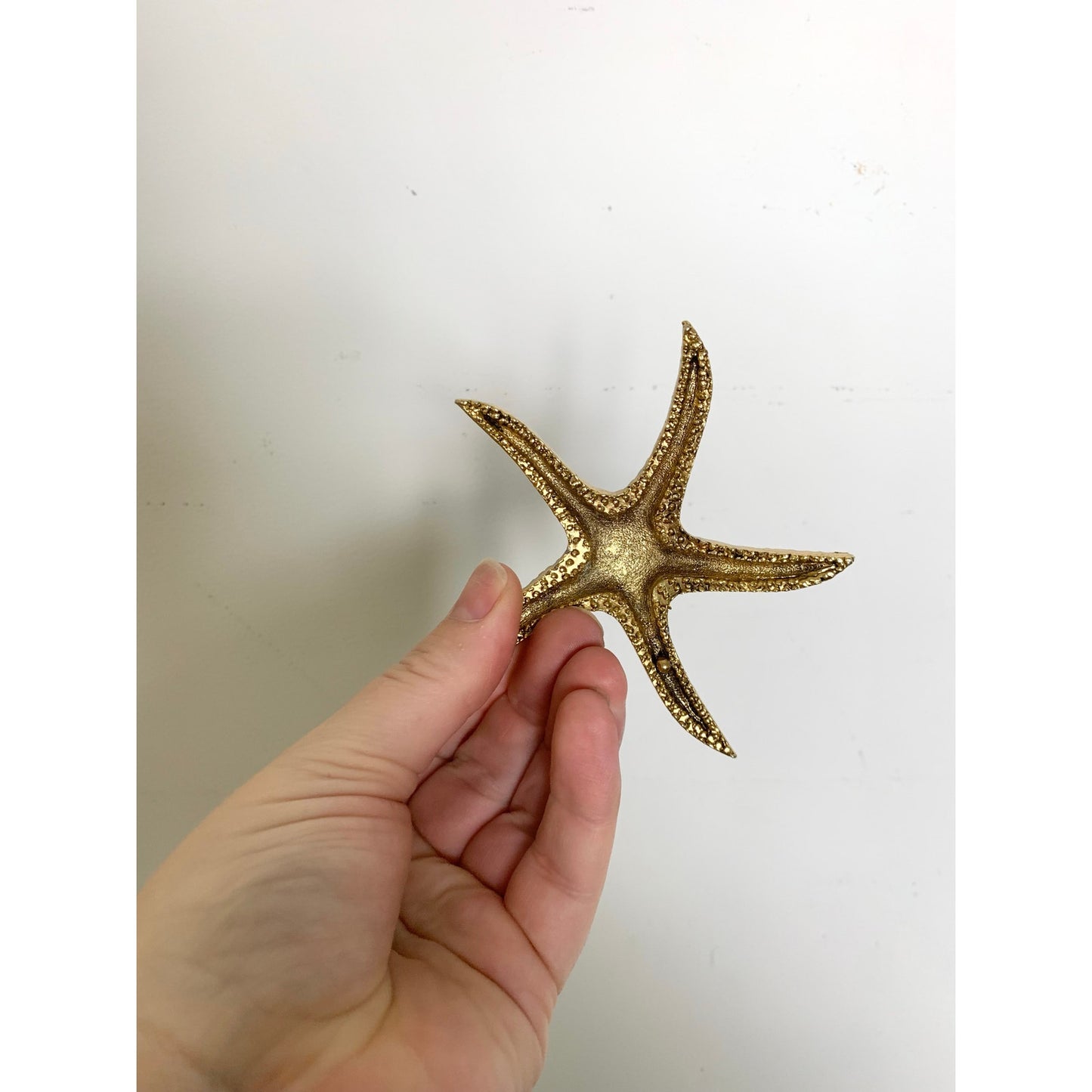 Vintage Small Brass Starfish Figurine Paperweight Nautical Coastal Beach Gold