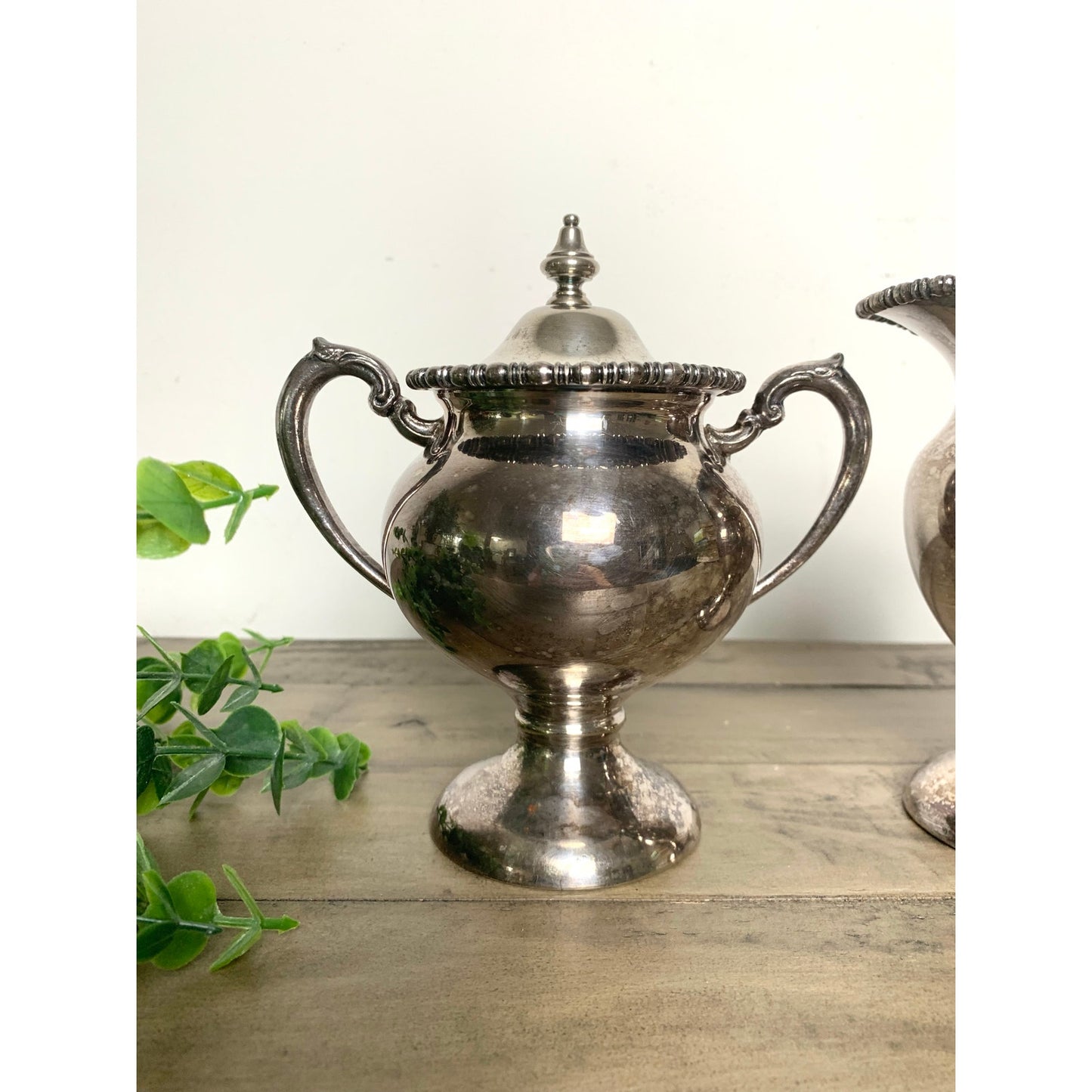 Vintage Silver-Plated Sugar & Creamer Set – Silver on Copper Old Money Moody