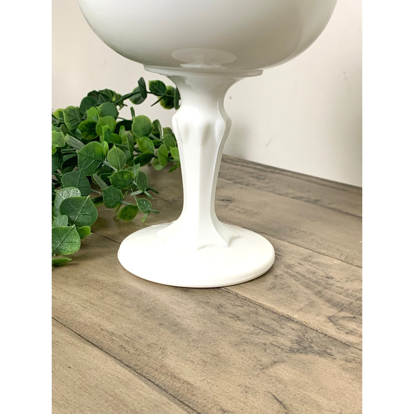 Vintage White Indiana Milk Glass Pedestal Compote Candy Dish Bowl Scalloped Rim