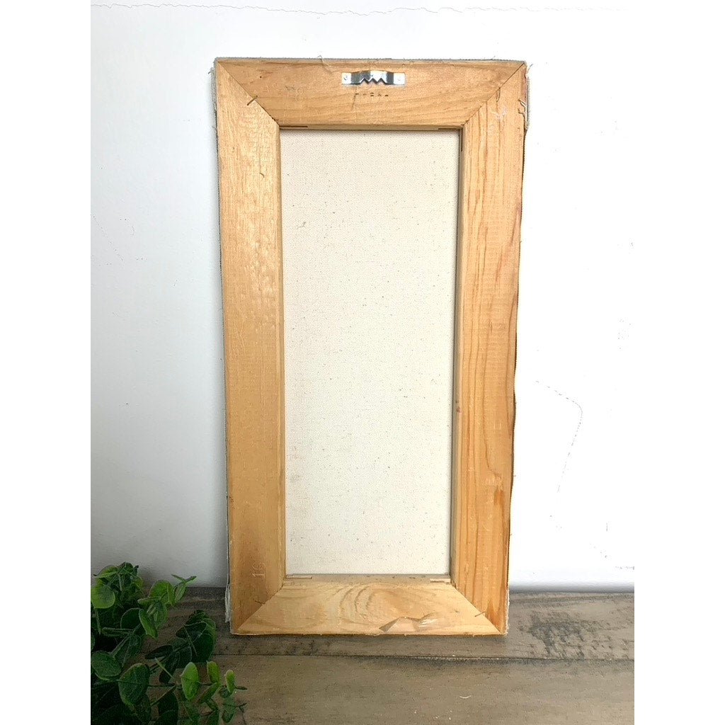 Vintage Floral Oil Painting on Canvas Signed by P. John, 16x8, Pink Floral