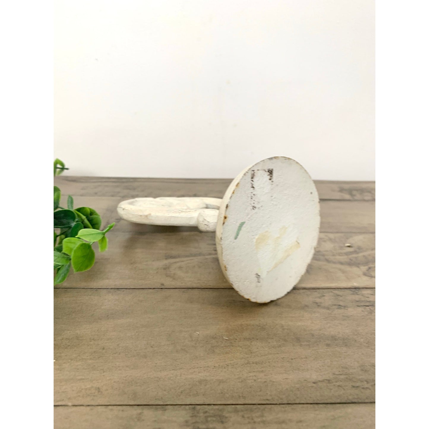 Vintage White Cast Iron Heart Scroll Doorstop Bookend Finial Shabby Cottage