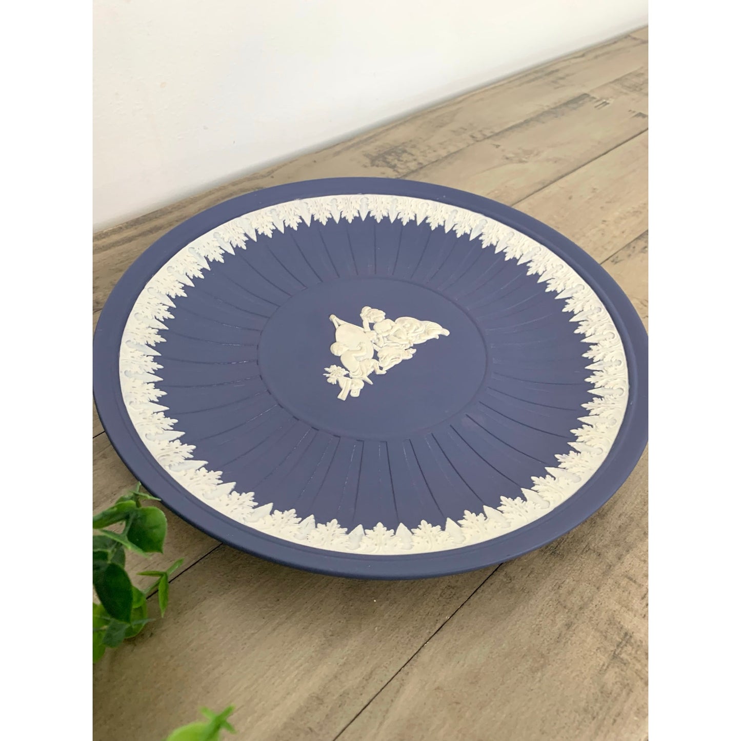 Vintage Wedgwood Dark Blue Jasperware Plate Dish Made in England Cherubs Classic