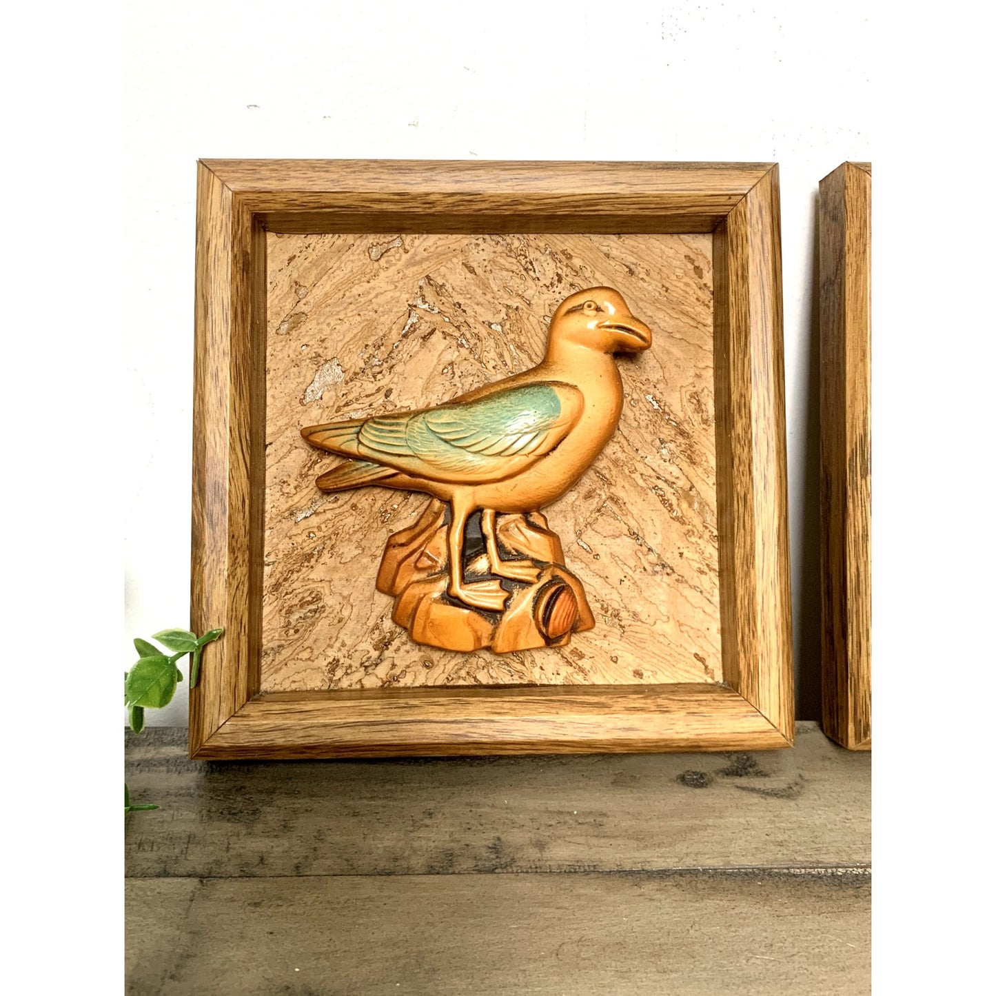 Vintage 1982 Miller Studio Chalkware Shorebird Wall Plaques Coastal Bird Cottage