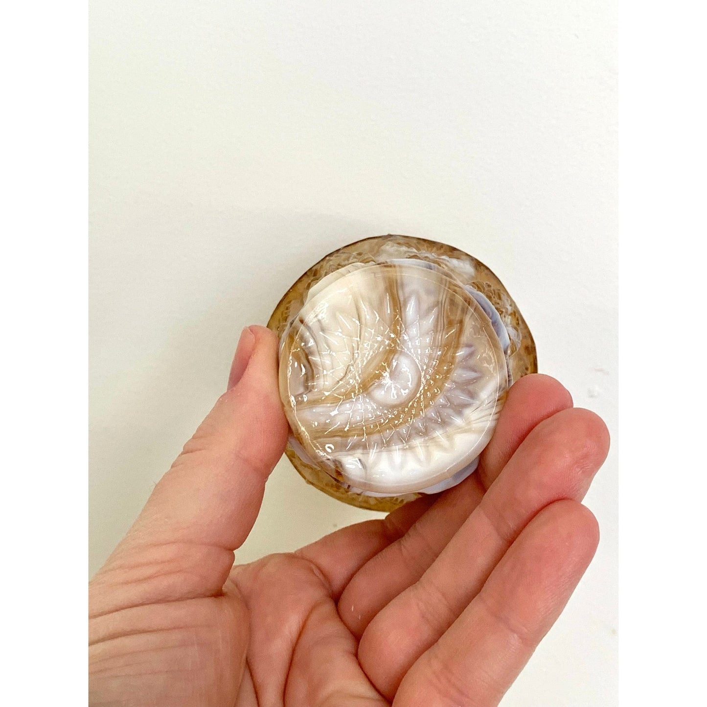 Vintage Imperial Slag Glass Toothpick Holder Caramel White Marbled Match Holder Votive