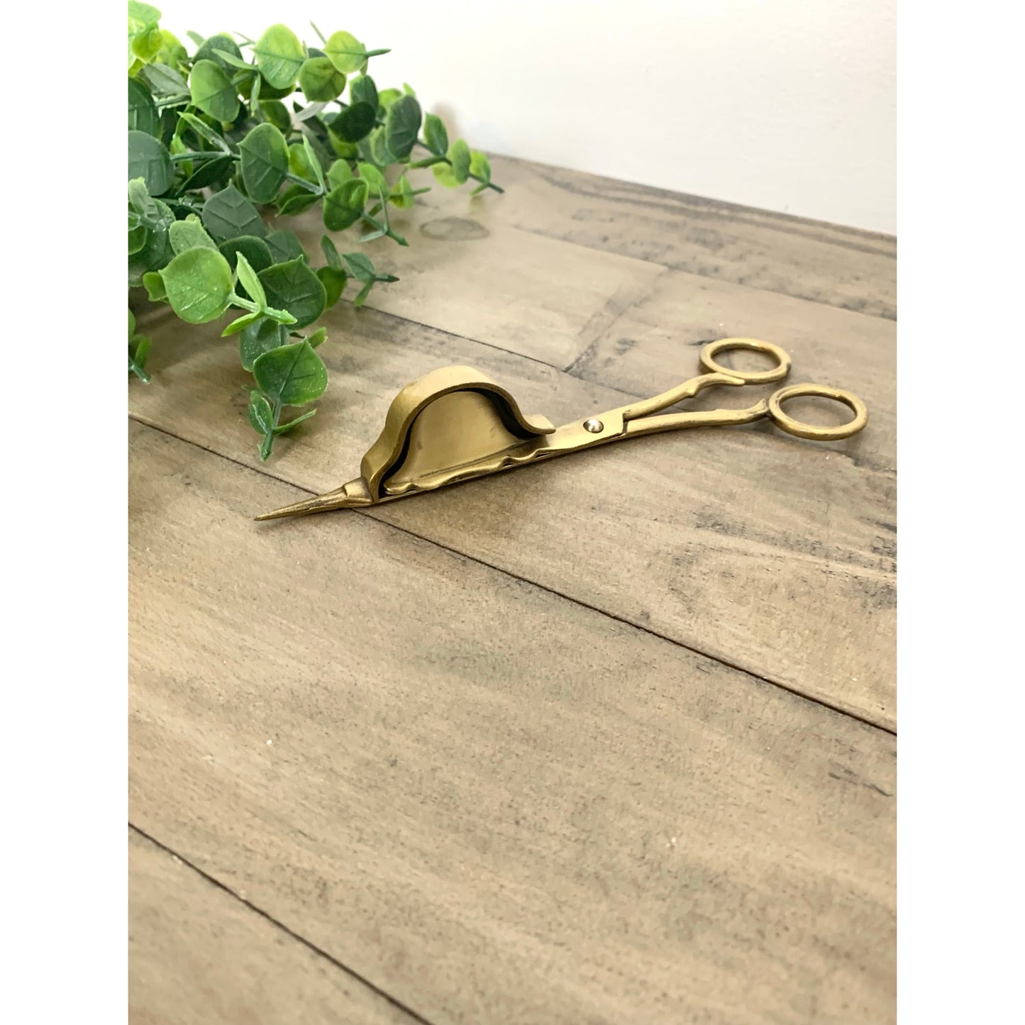 Vintage Brass Wick Trimmers Candle Snuffer Scissors Antique Style Ornate Gold