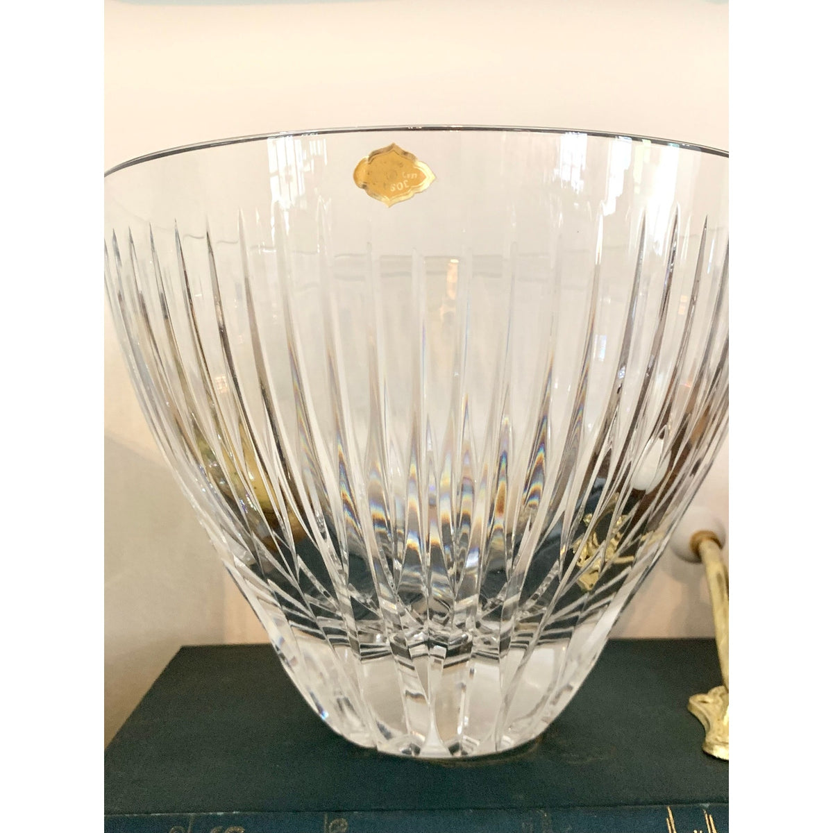 Vintage Josair Yugoslavia Lead Crystal Bowl Large Cut Glass Centerpiece Elegant
