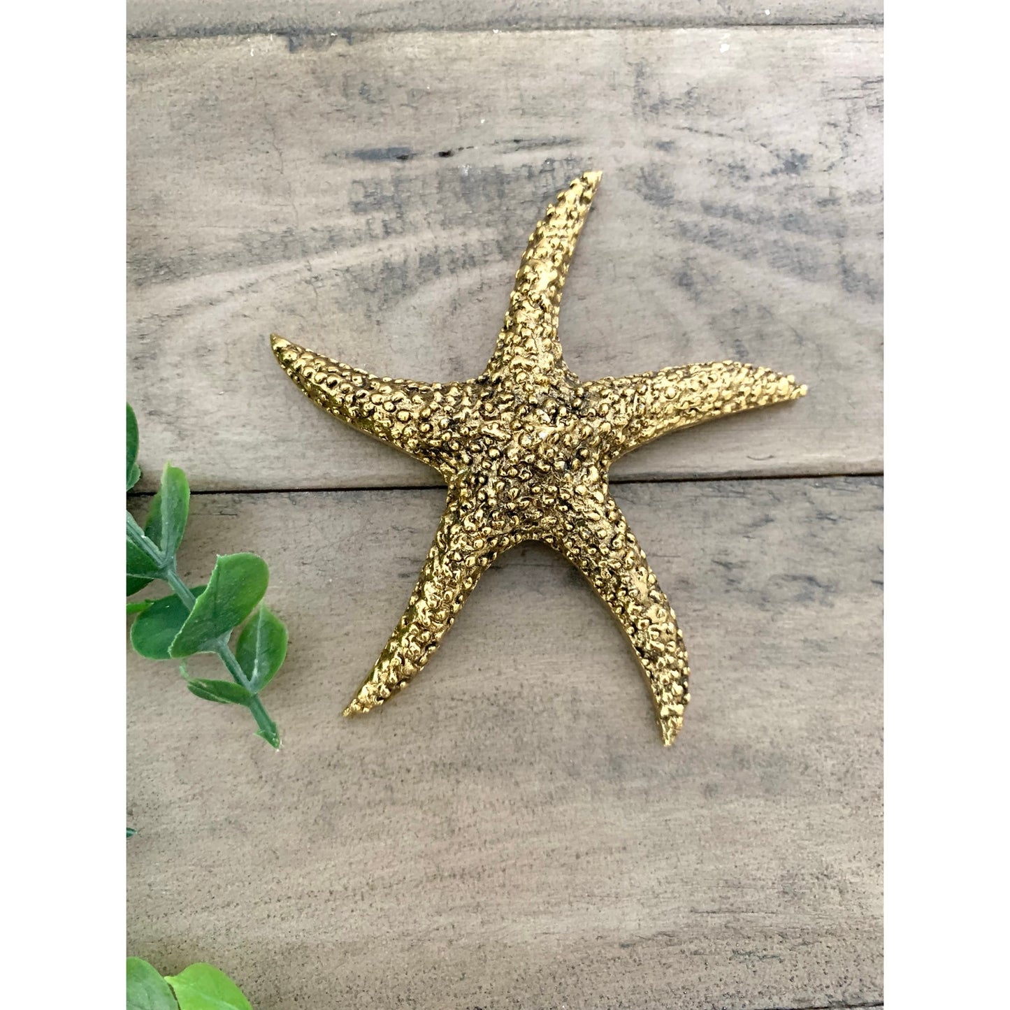 Vintage Small Brass Starfish Figurine Paperweight Nautical Coastal Beach Gold