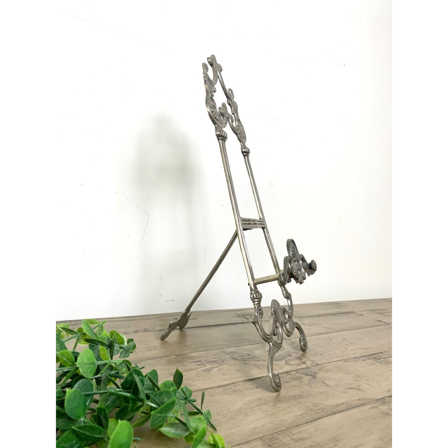 Vintage Ornate Vintage Silver Metal Display Easel Book or Plate Holder Old Money