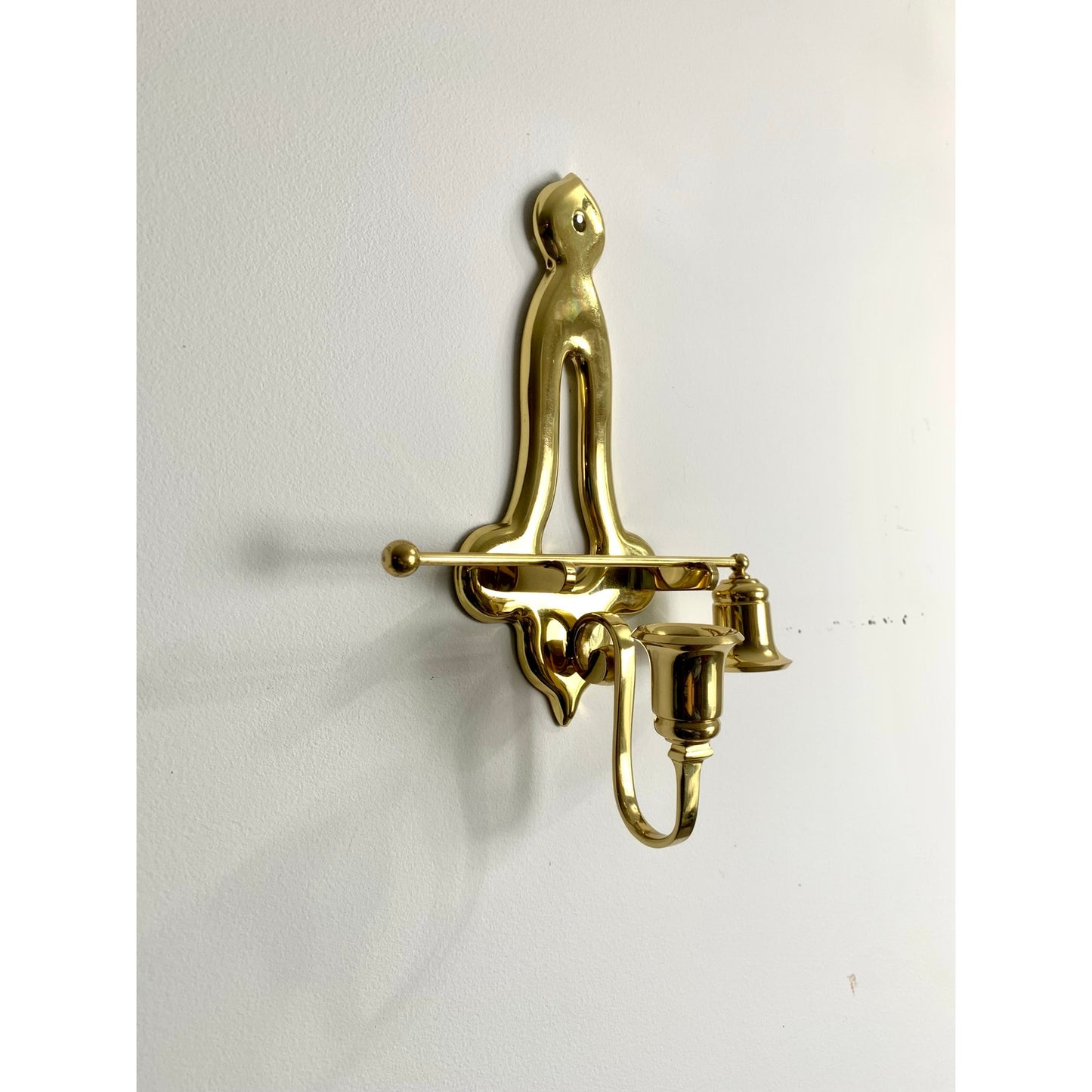 Vintage Brass Wall Sconce Candle Holder with Removable Snuffer Cottage Old Money