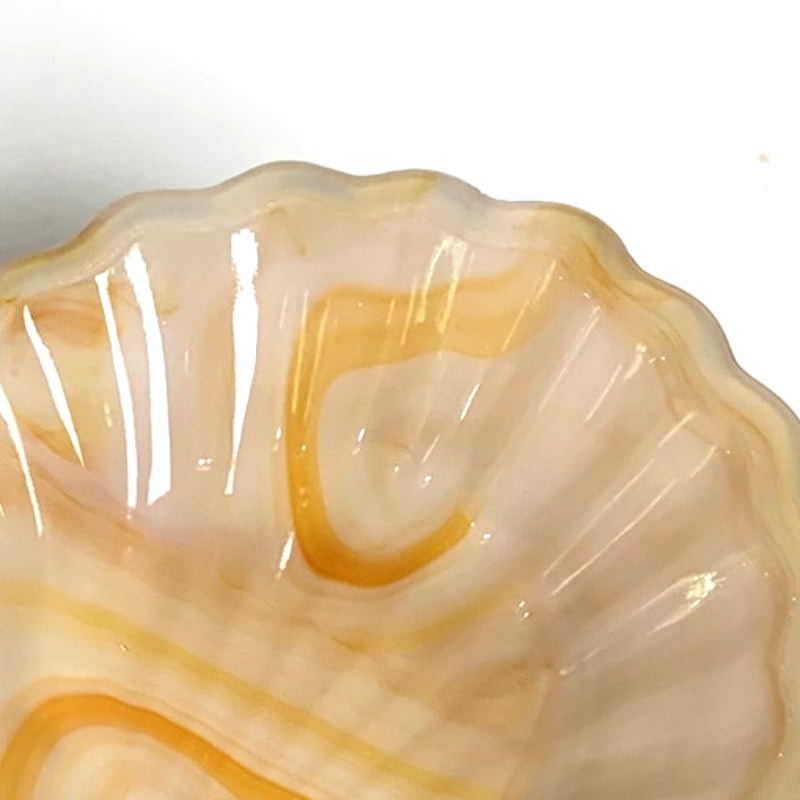 Slag Glass Clam Shell Dish Vintage Swirled Pastel Trinket Bowl Seashell Coastal