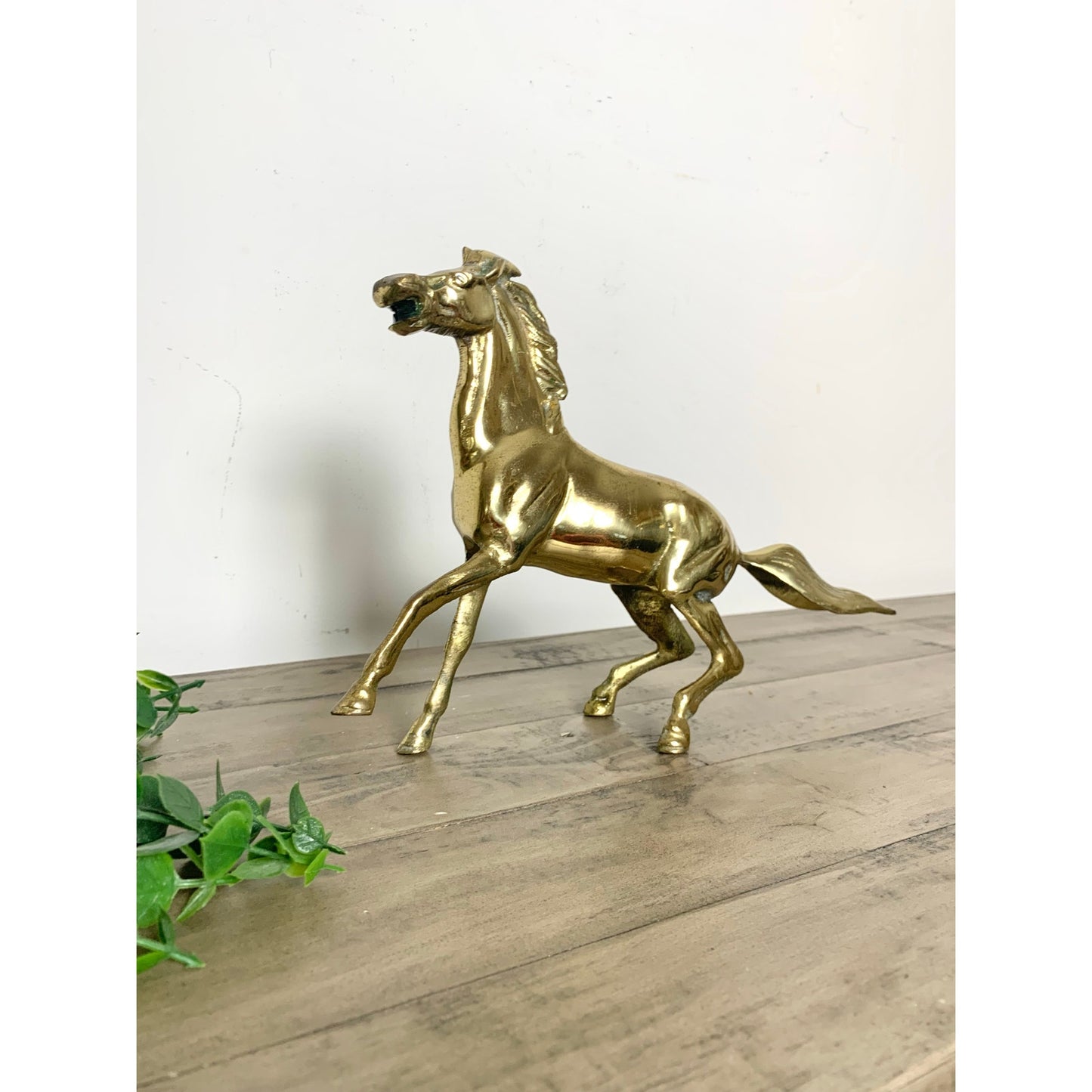 Vintage Solid Brass Horse Figurine Statue Equestrian Stallion Statue Mid Century