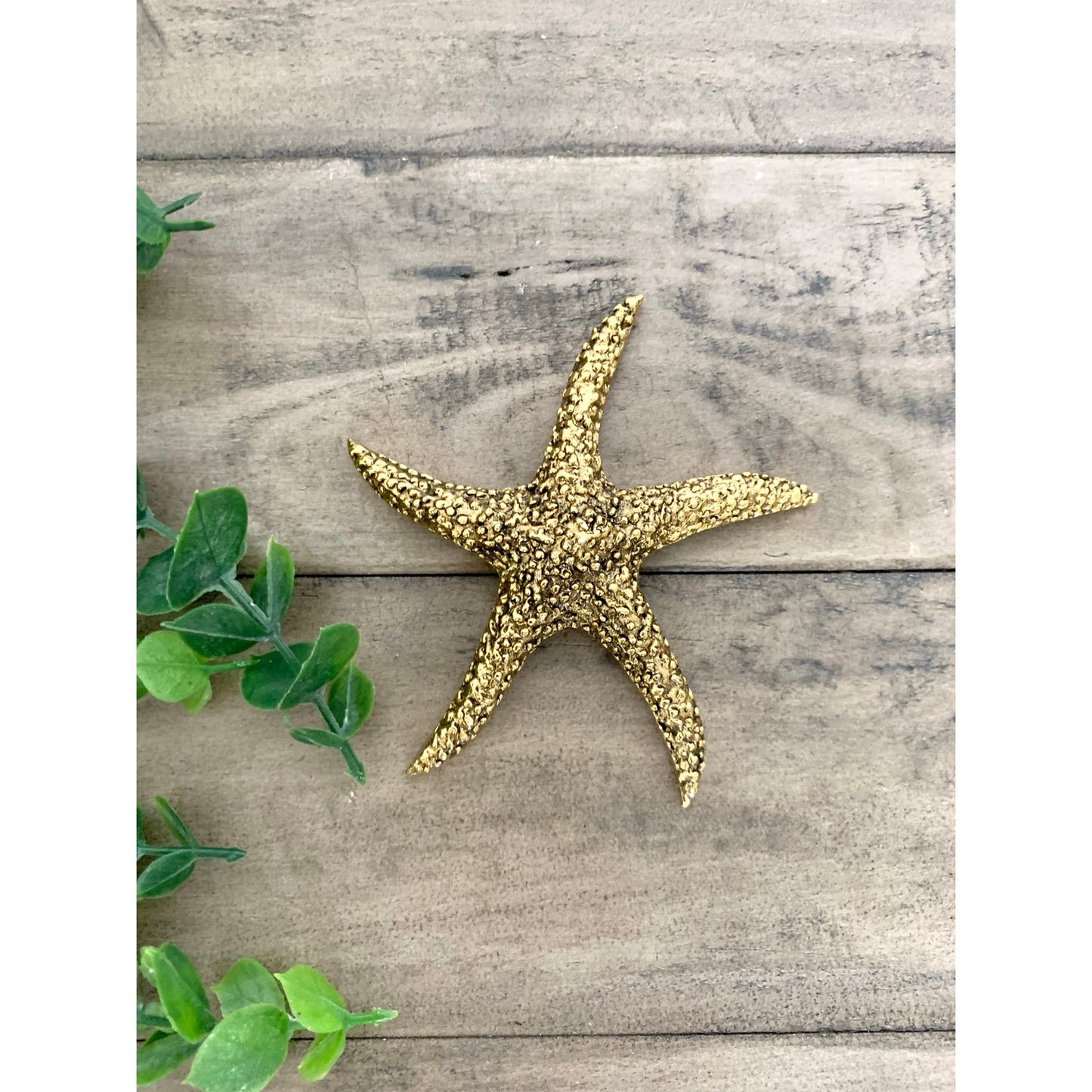 Vintage Small Brass Starfish Figurine Paperweight Nautical Coastal Beach Gold
