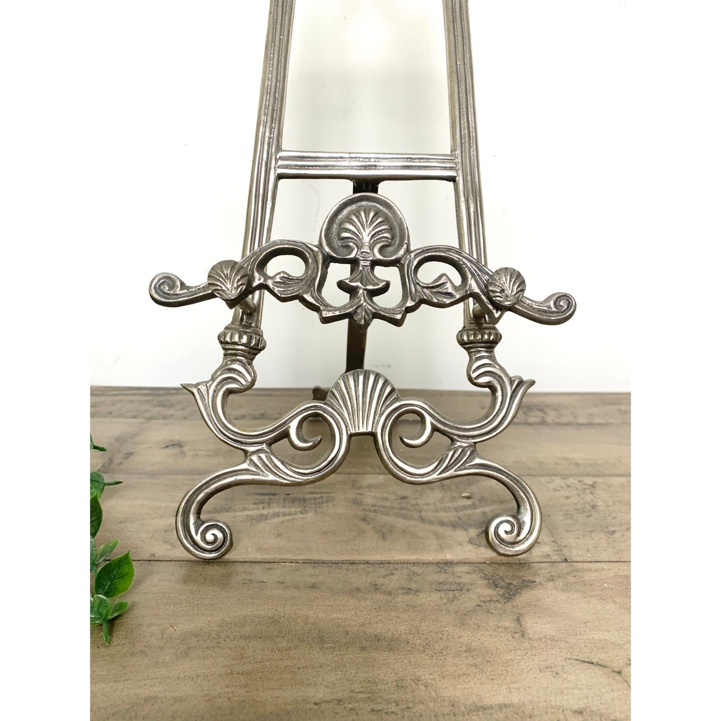 Vintage Ornate Vintage Silver Metal Display Easel Book or Plate Holder Old Money