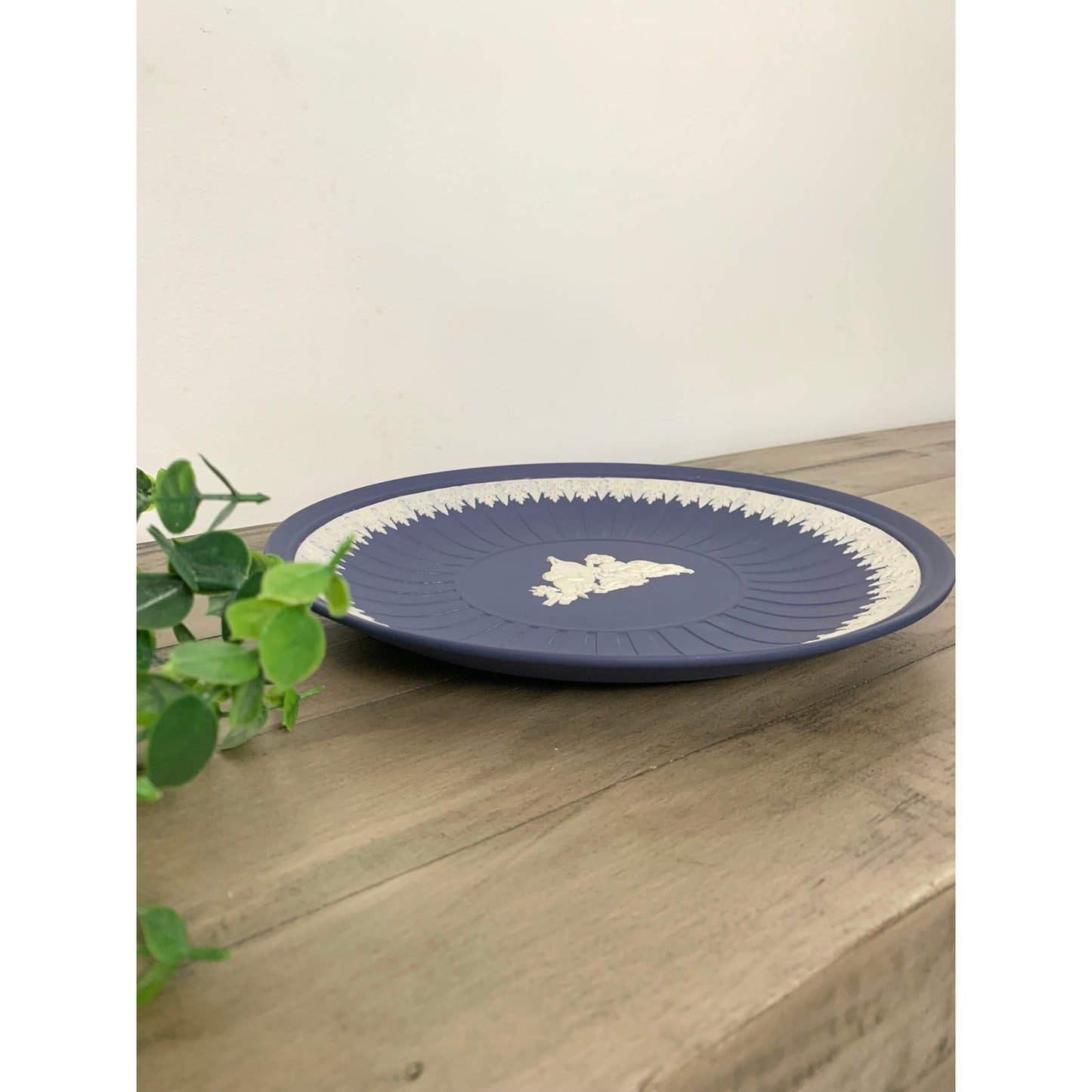 Vintage Wedgwood Dark Blue Jasperware Plate Dish Made in England Cherubs Classic