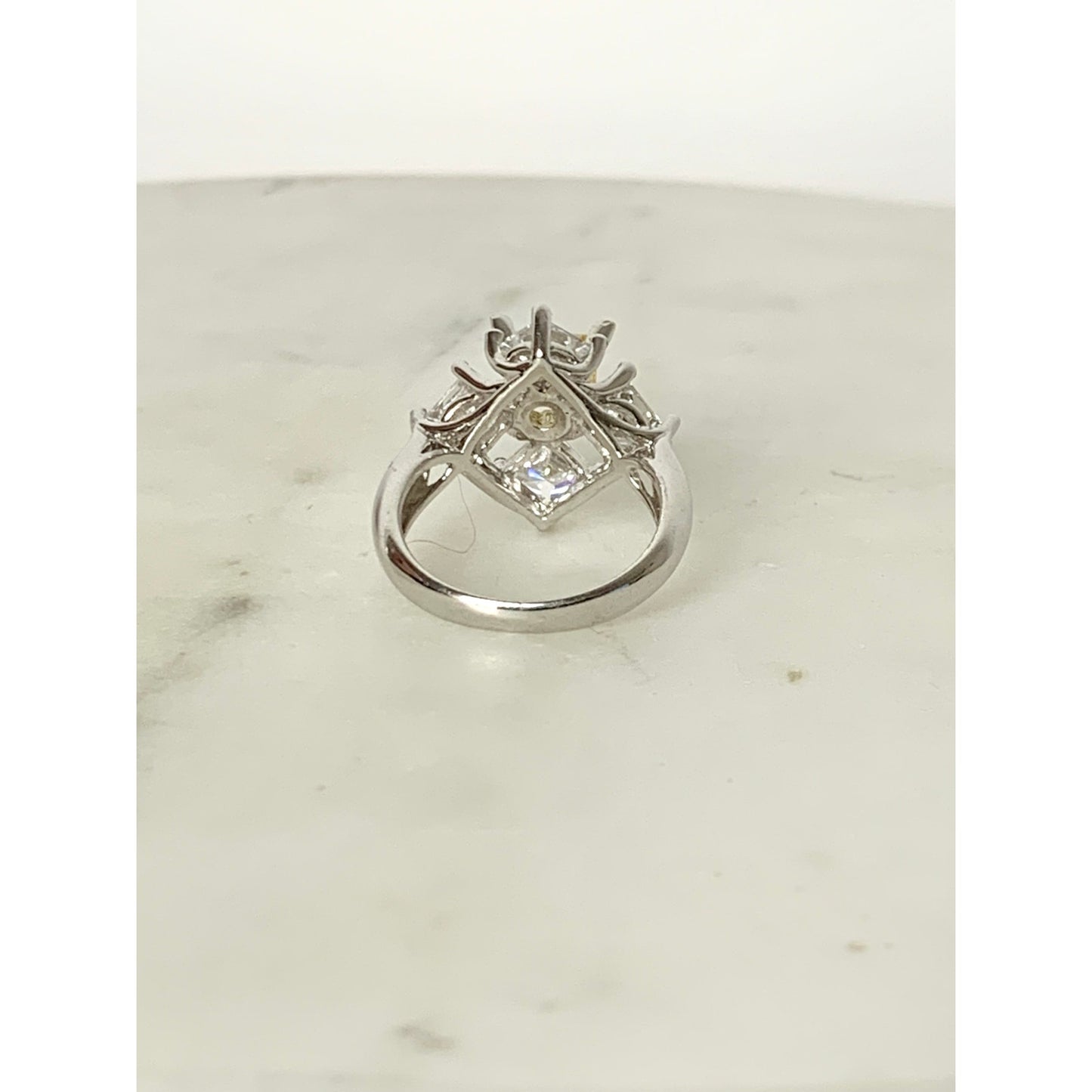 Sterling Silver Princess Cut Yellow and Clear Cubic Zirconia Ring Size 5.25 925