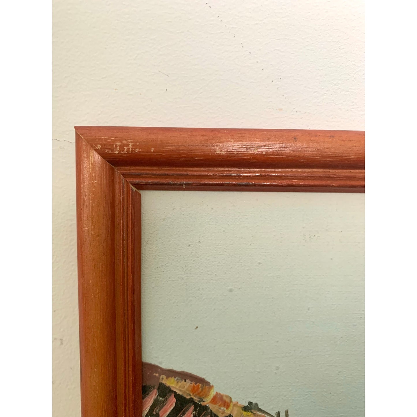 Vintage Oil Painting on Canvas Nautical Art Harbor with Boats Signed Seascape