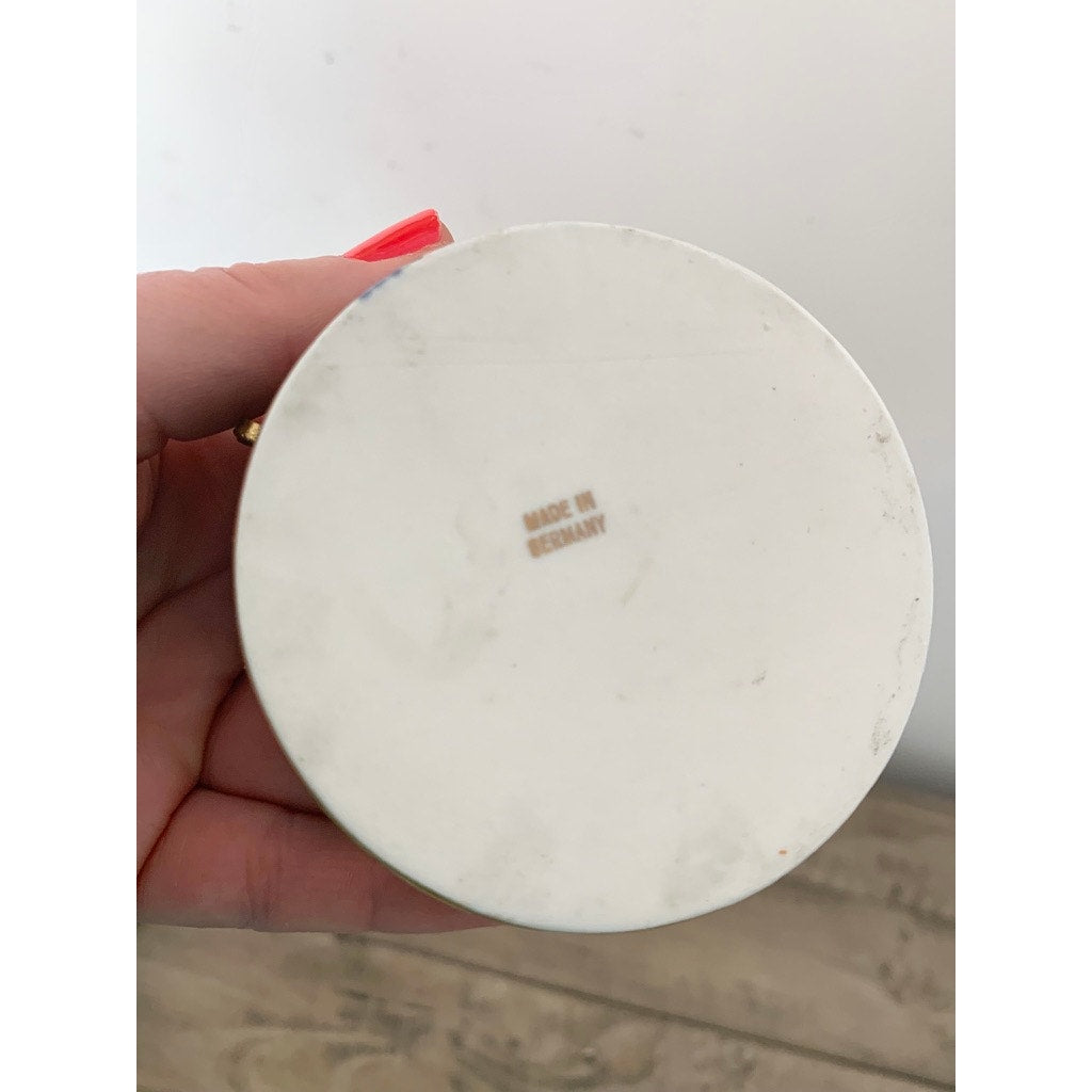 Vintage Hand Painted Porcelain Trinket Box Hinged Lid Made in Germany Courting Couple