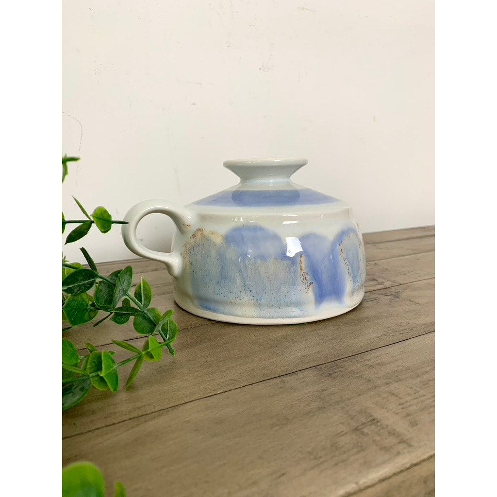 Kravec Studios Art Pottery Vase Oil Lamp Candleholder Signed Ceramic Jug Cottage