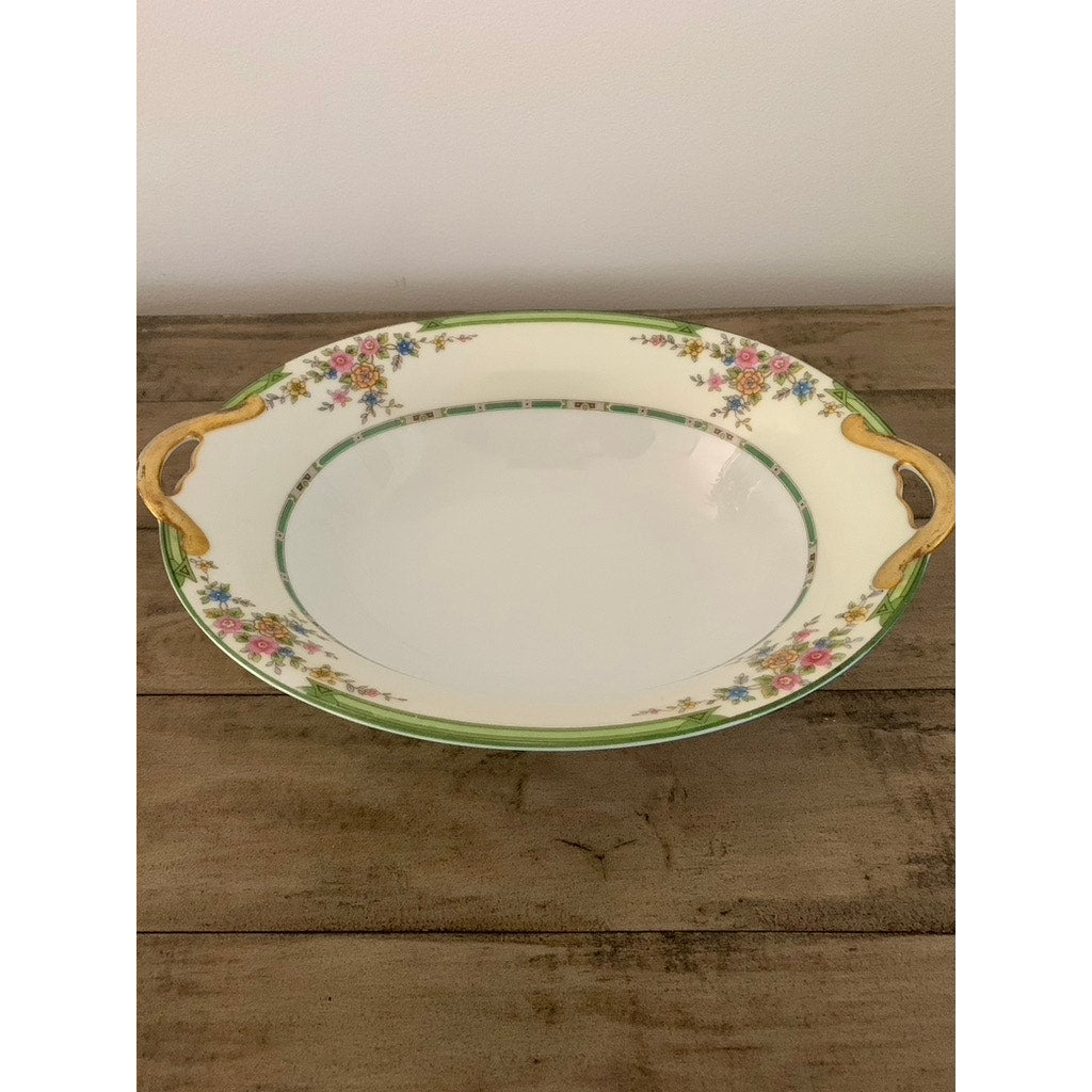 Vintage Noritake Pendarvis Serving Dish with Gold Gilt Handles Fruit Bowl Floral