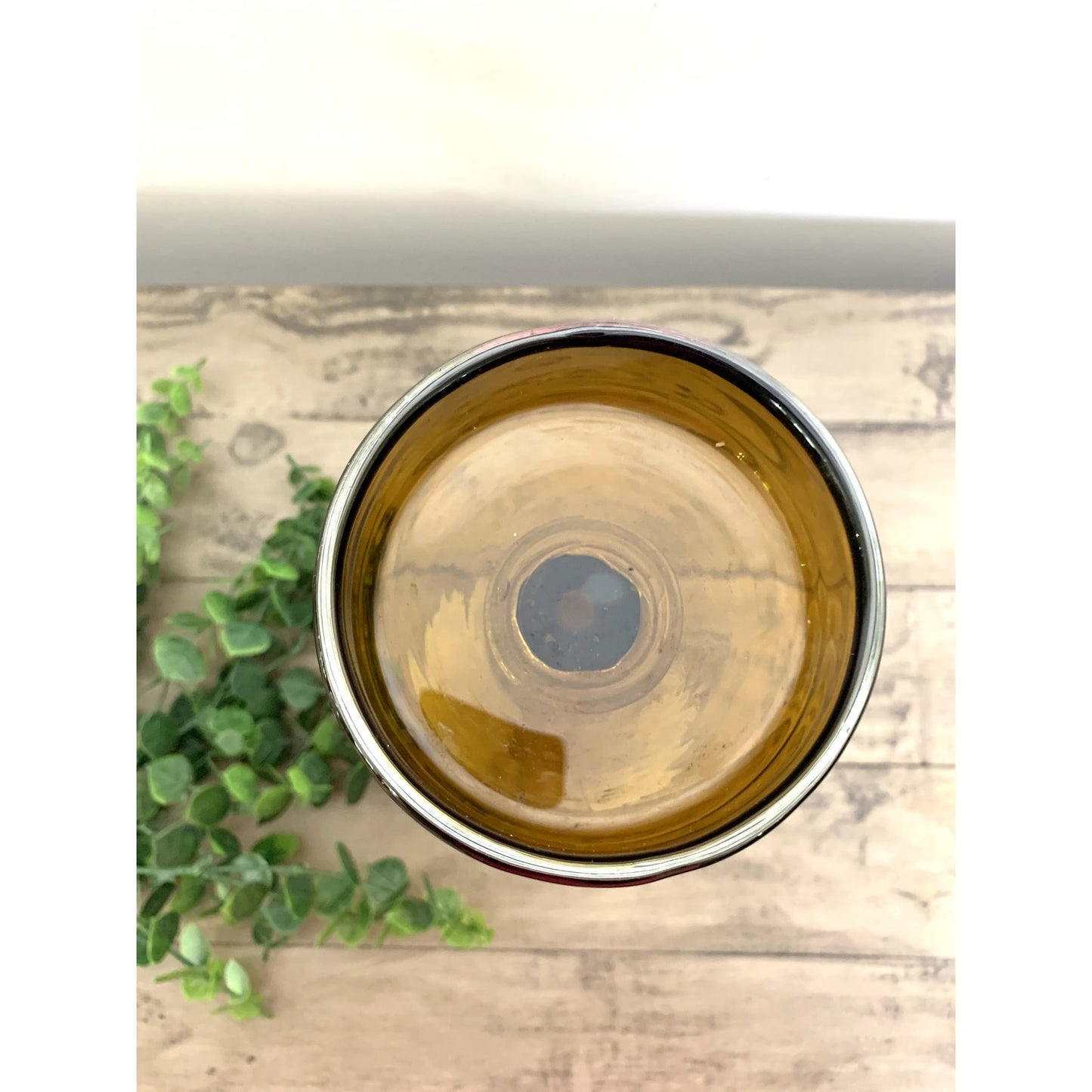 Vintage MCM Art Glass Candle Holder – Amber Glass Pedestal Pillar Candle Retro